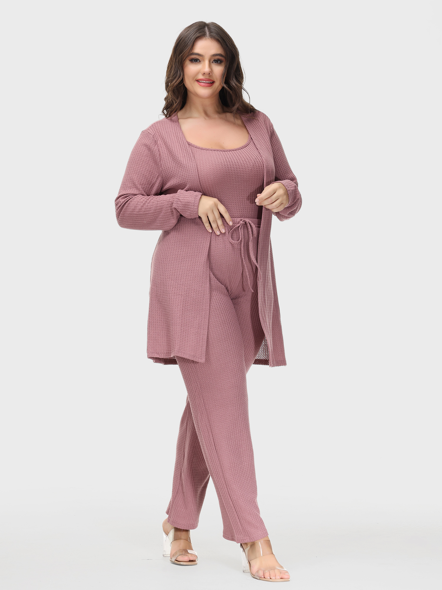Waffle Knit Loungewear 3-Piece Set