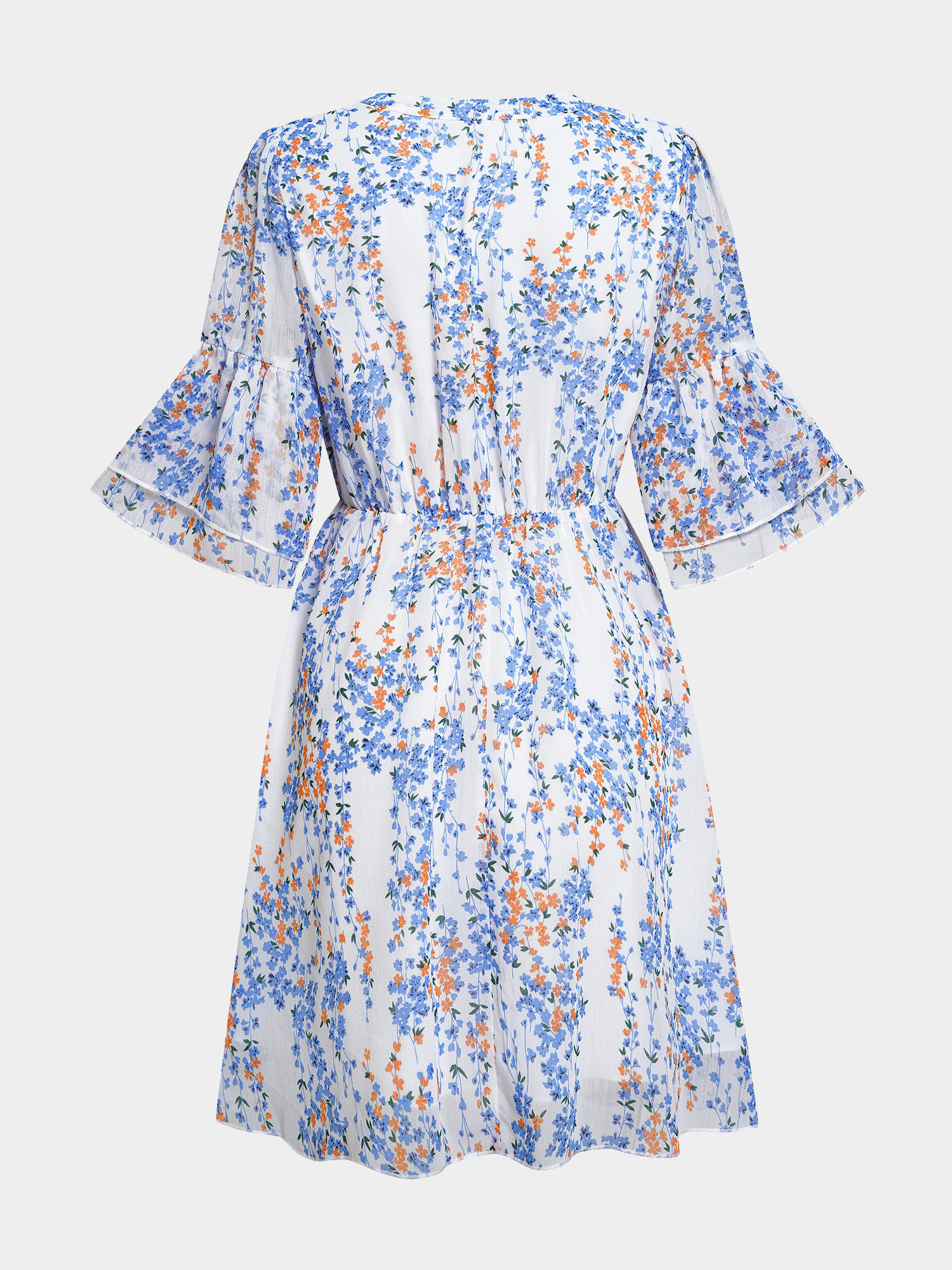 Sprightly Bouquet Mid-Sleeves Mini Dress