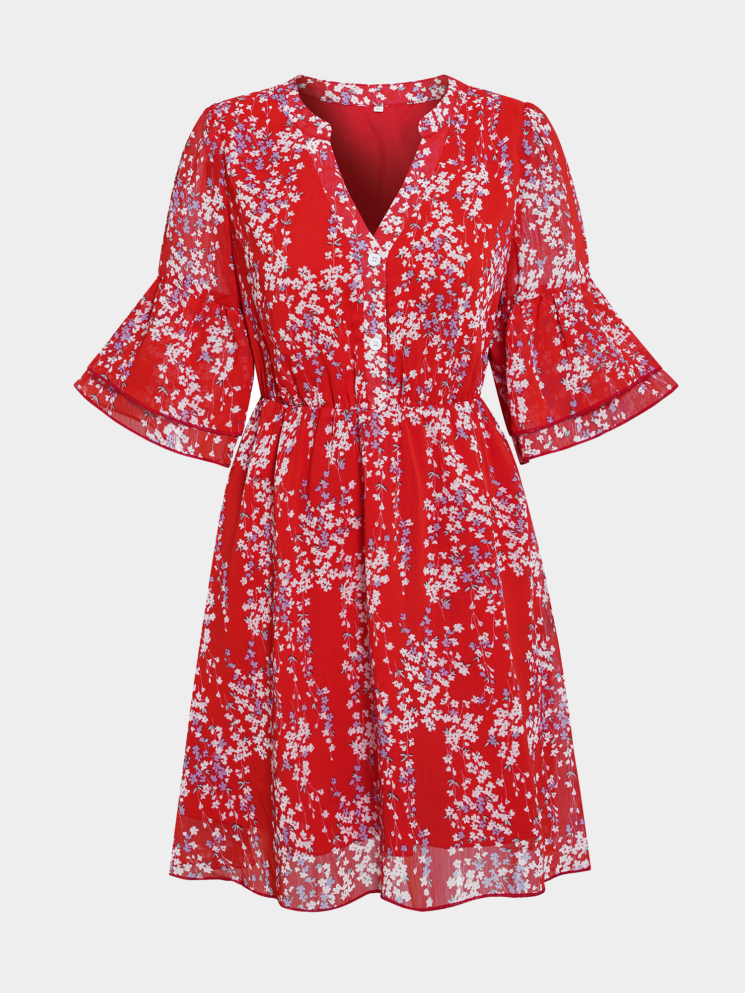 Sprightly Bouquet Mid-Sleeves Mini Dress