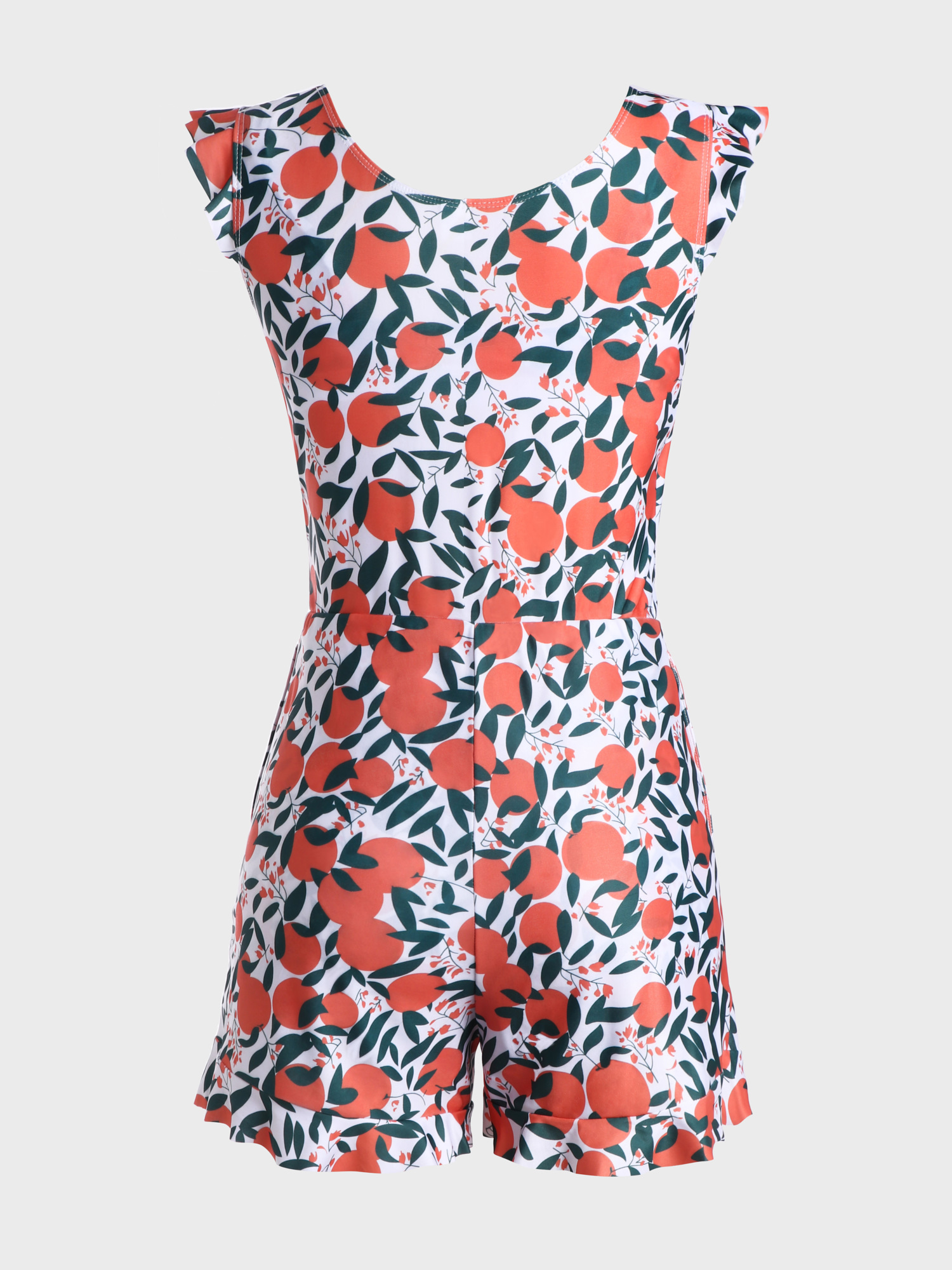 Vitality Orange Ruffle Swim Romper