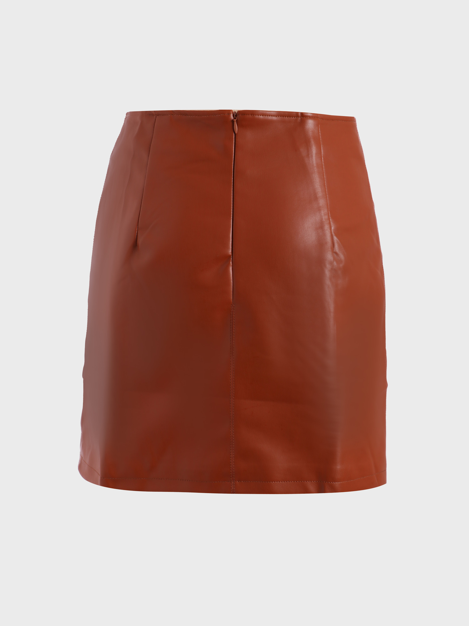 High-Waisted Leather Skirt with Split