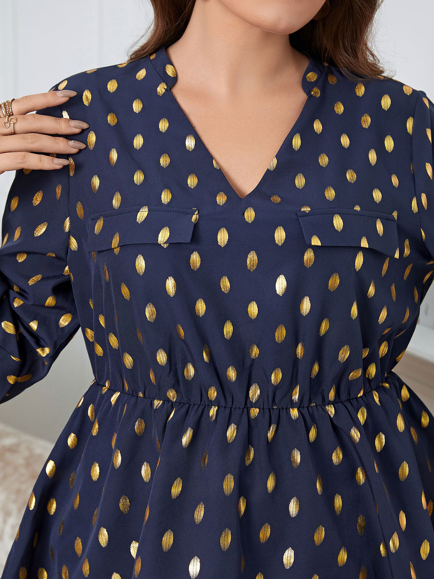 V-neck Slim Waist Blouse Shirt