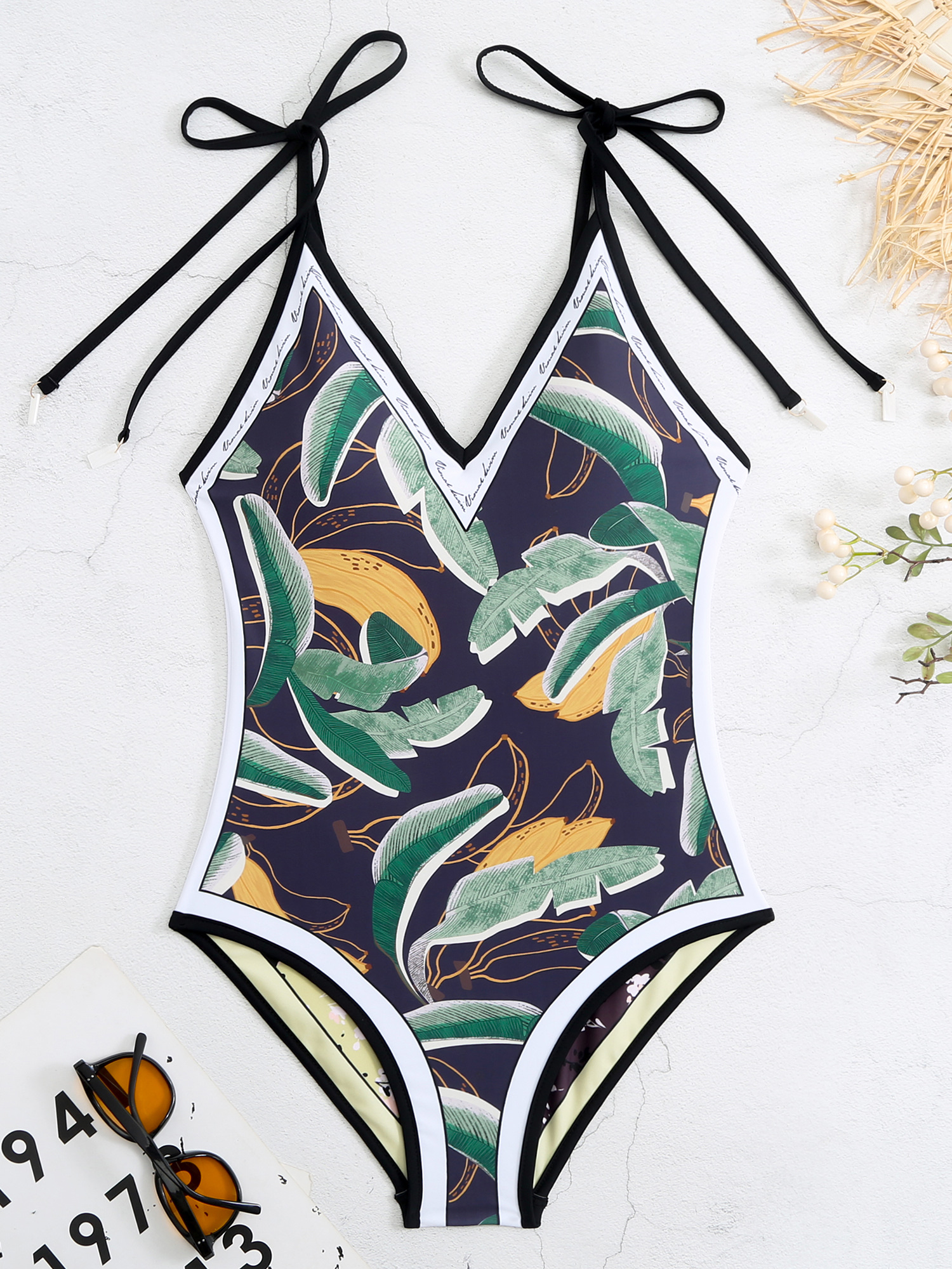 Fancy Banana Leaf Reversible One-Piece Swimsuit