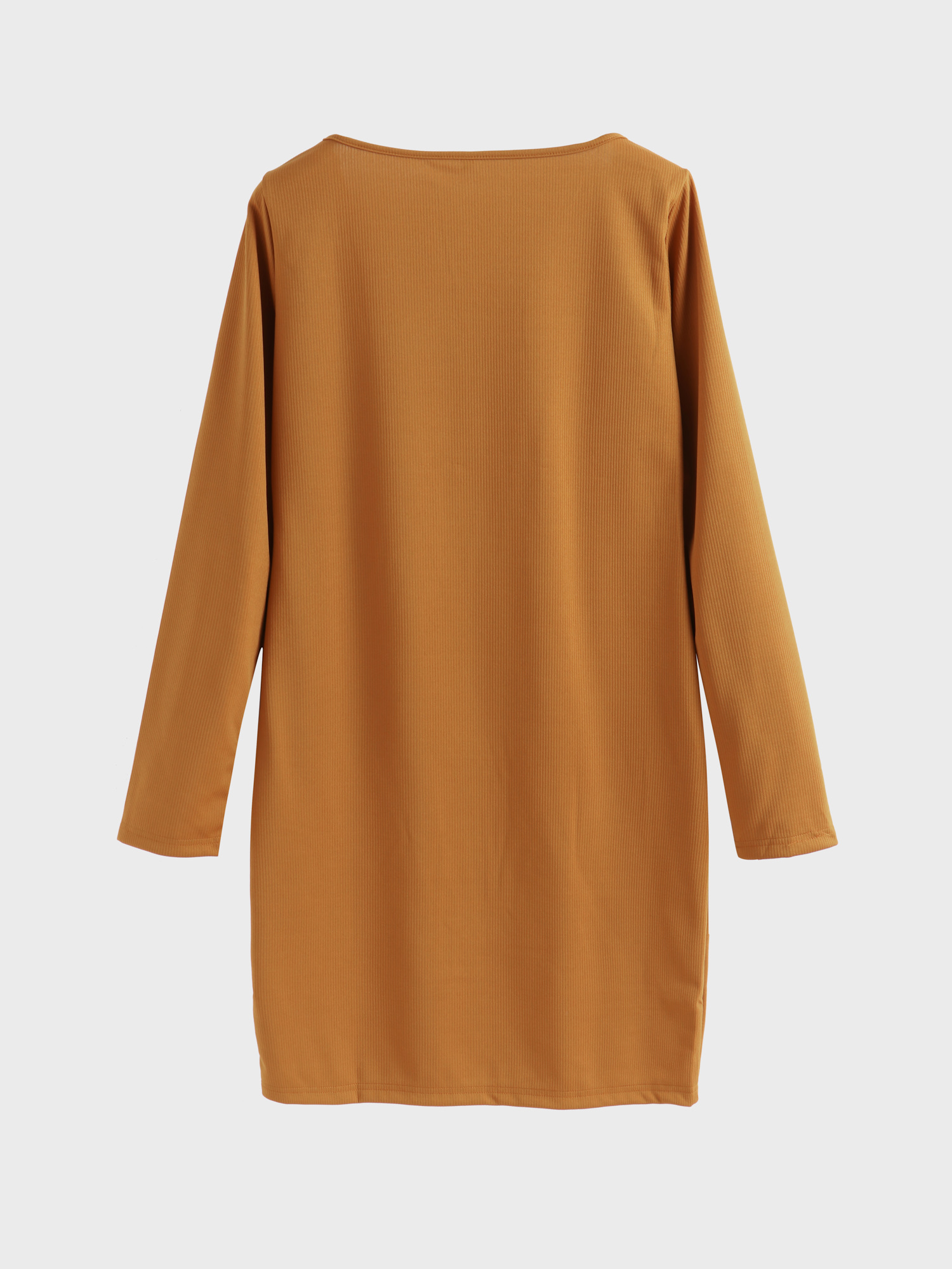  Ribbed Square Neck Chic Dress