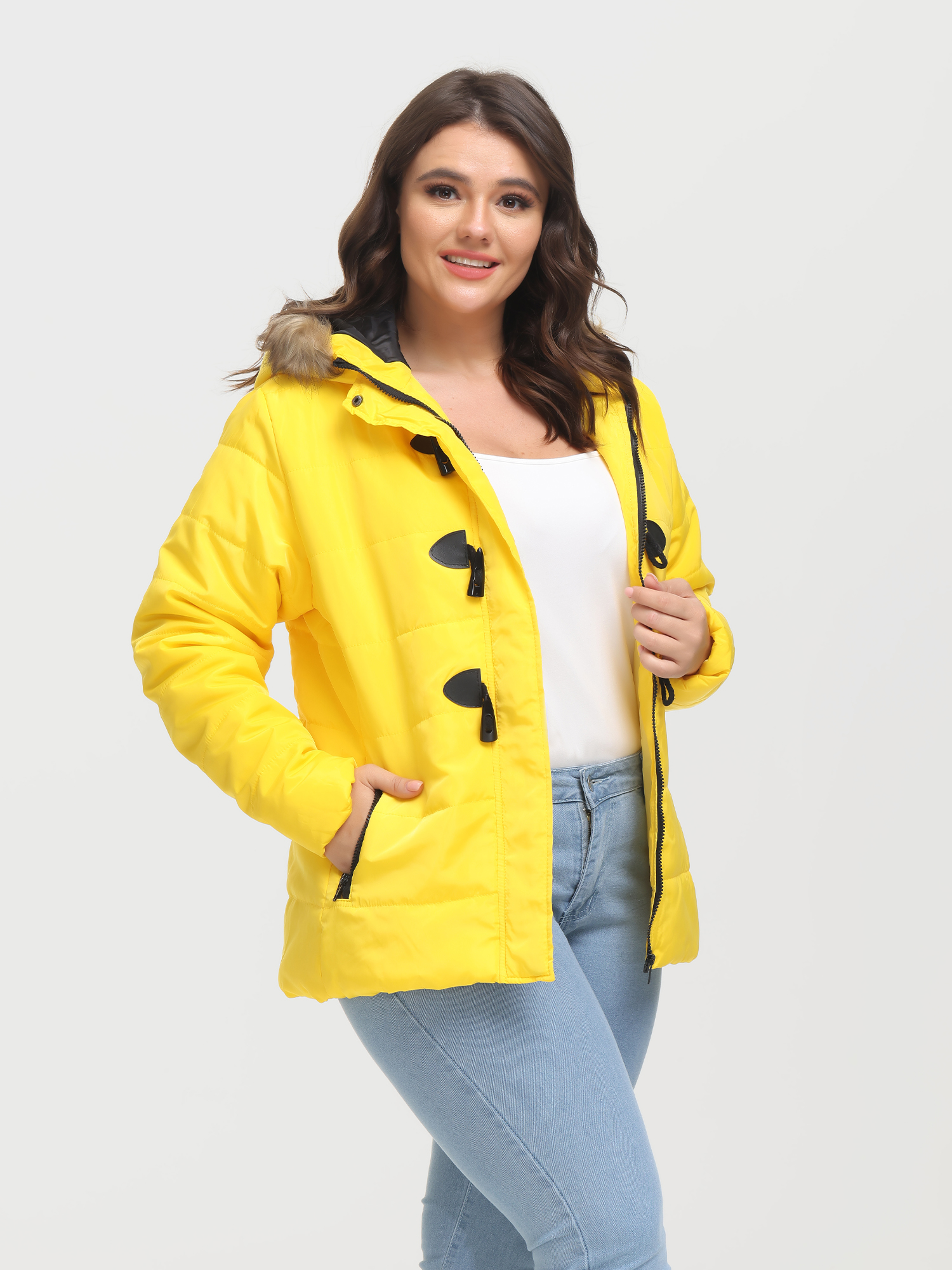 Horn Button Down Jacket Hooded with Pockets