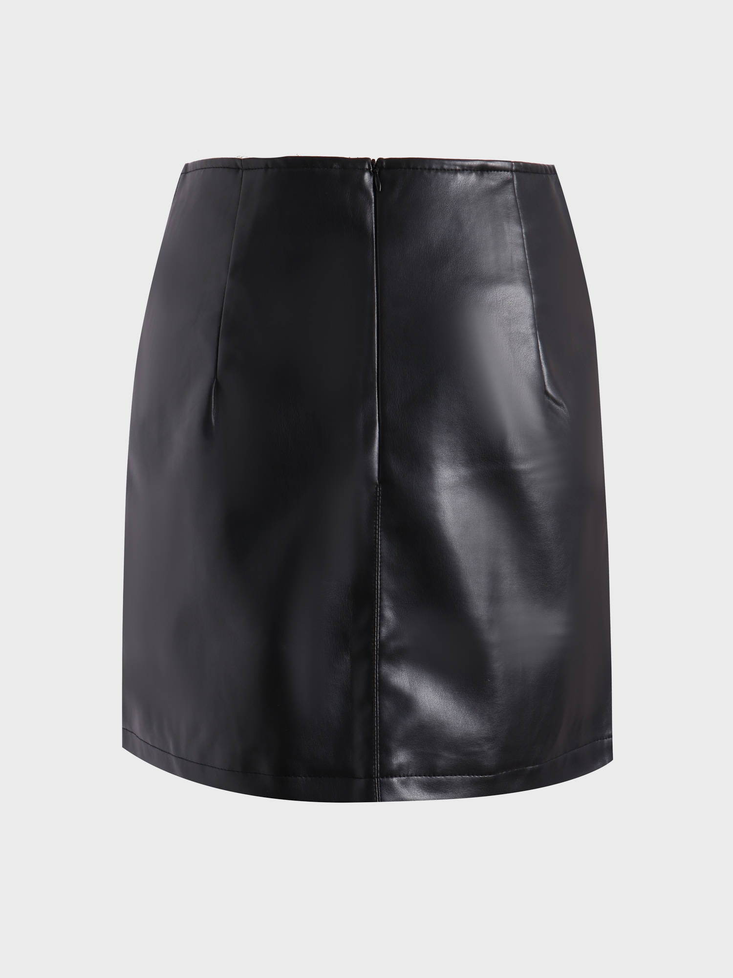 High-Waisted Leather Skirt with Split