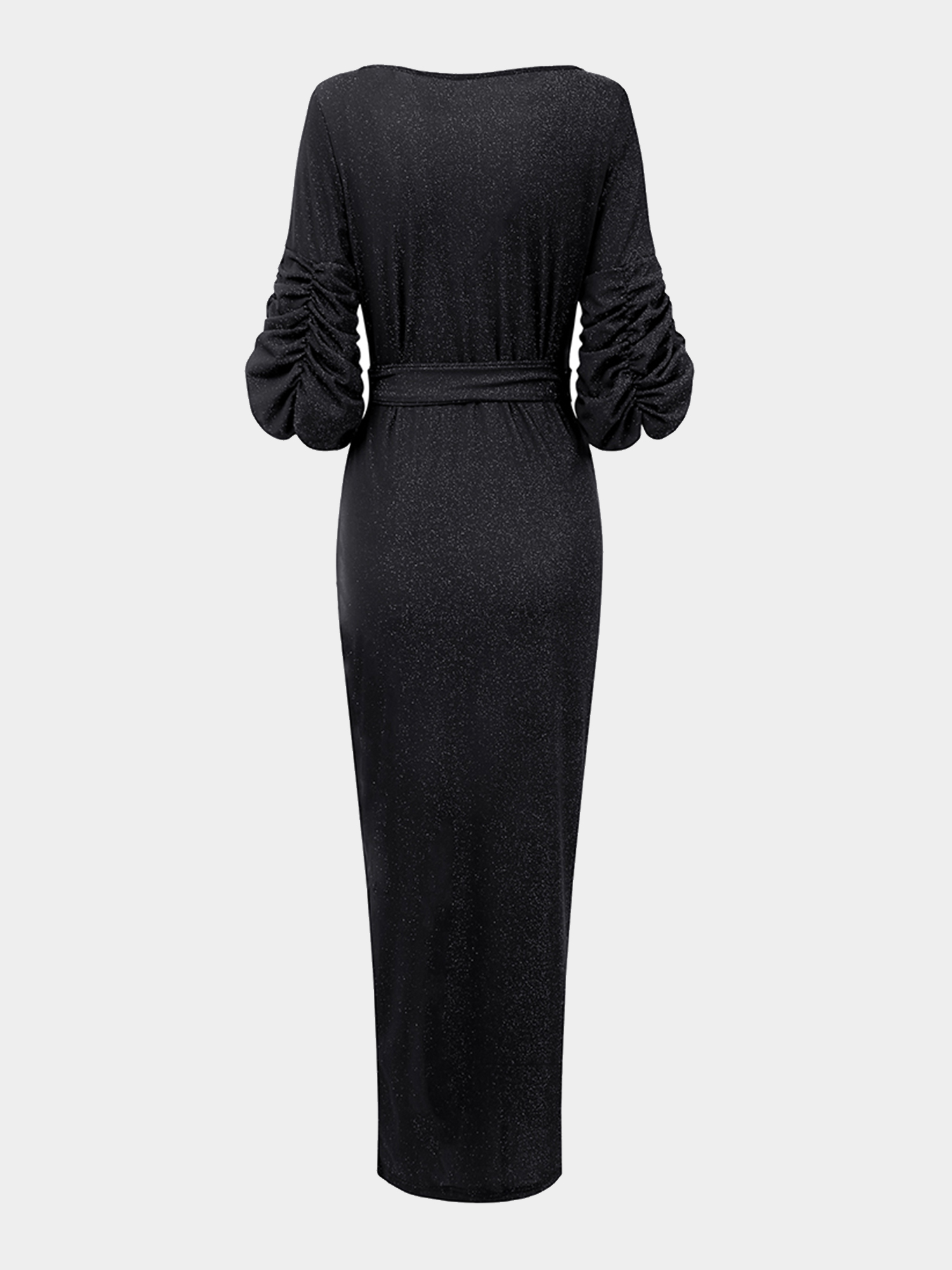 Midsize Shiny Plunge-V Maxi Dress