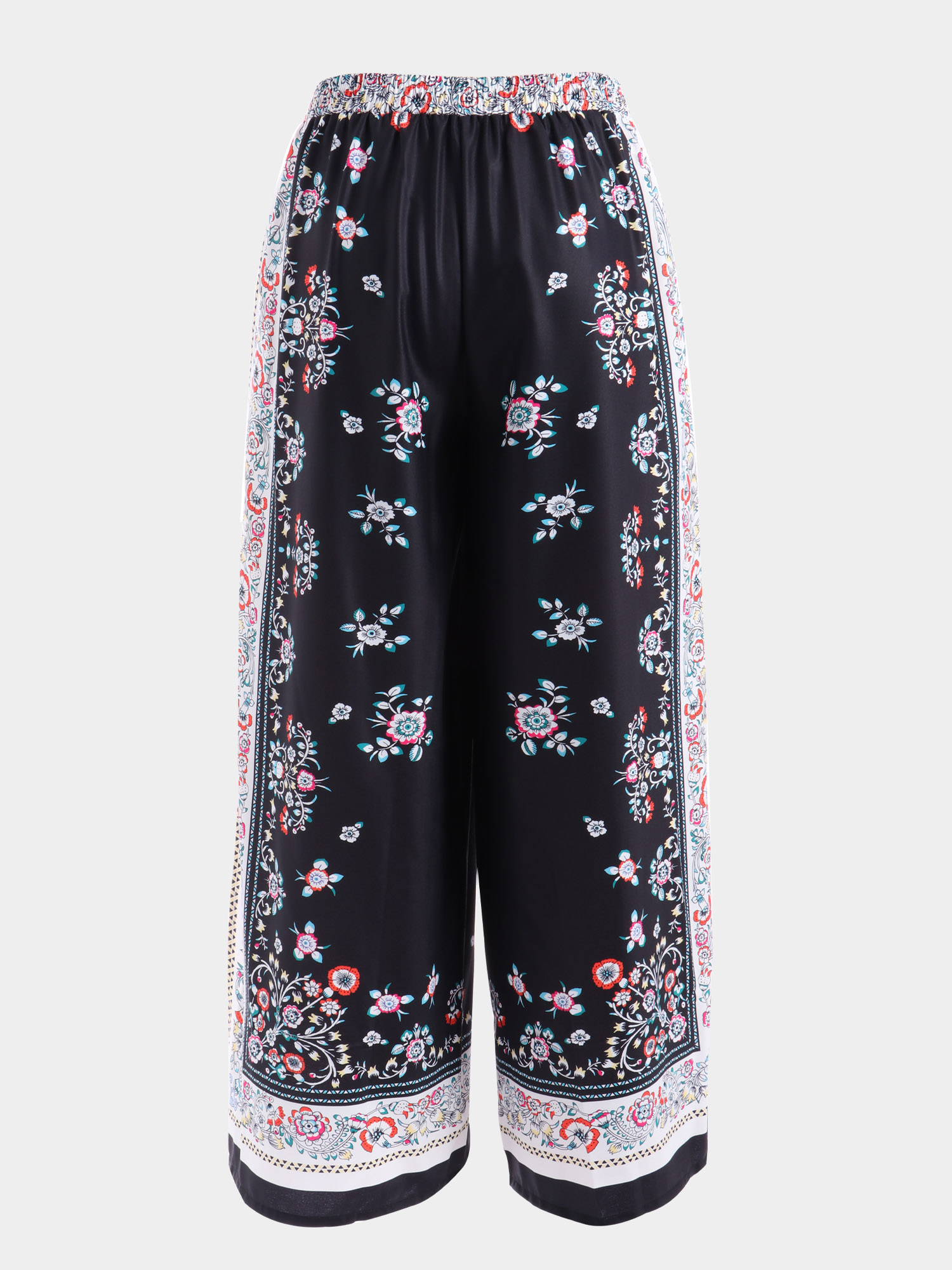Ethnic Art Motif Wide-Leg Pants
