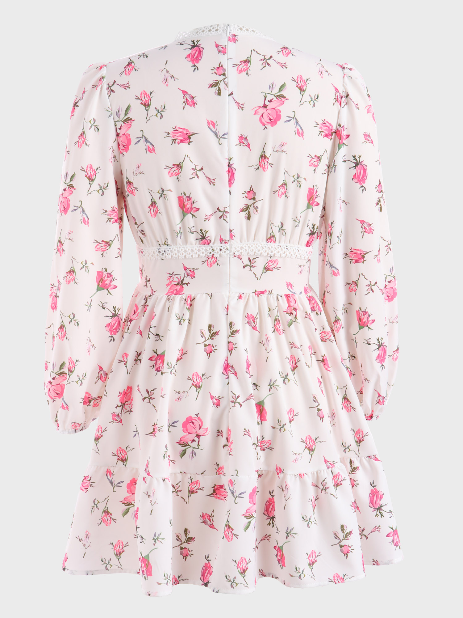 Sweet Rose Plunge-V Mini Dress