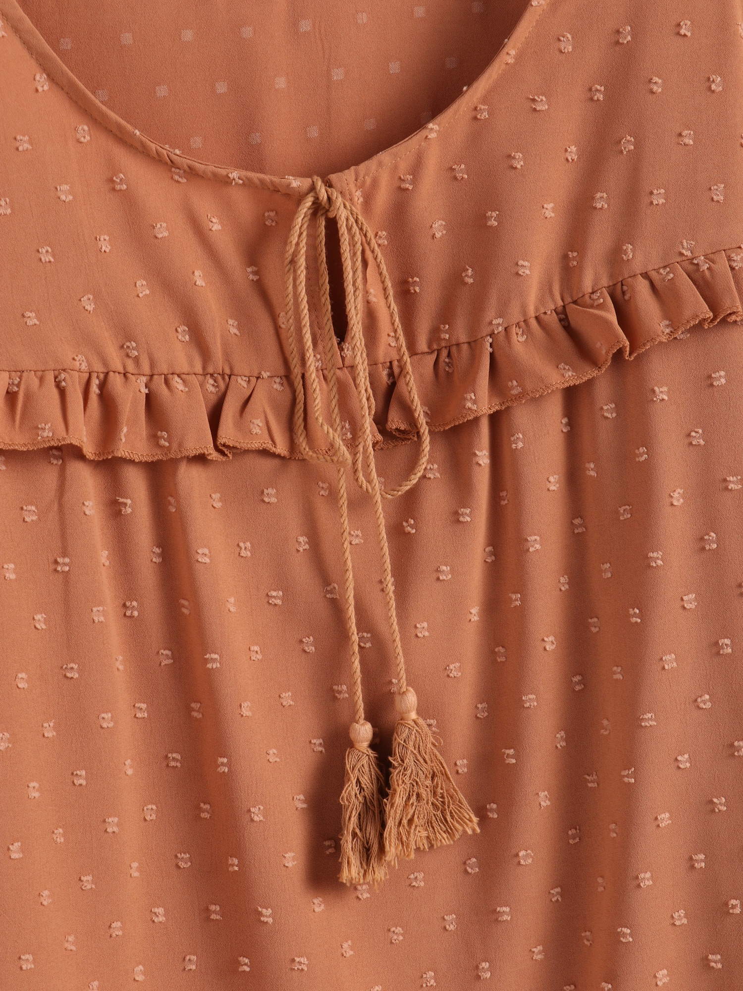 Lady Ruffle Hem Lantern Sleeve Blouse