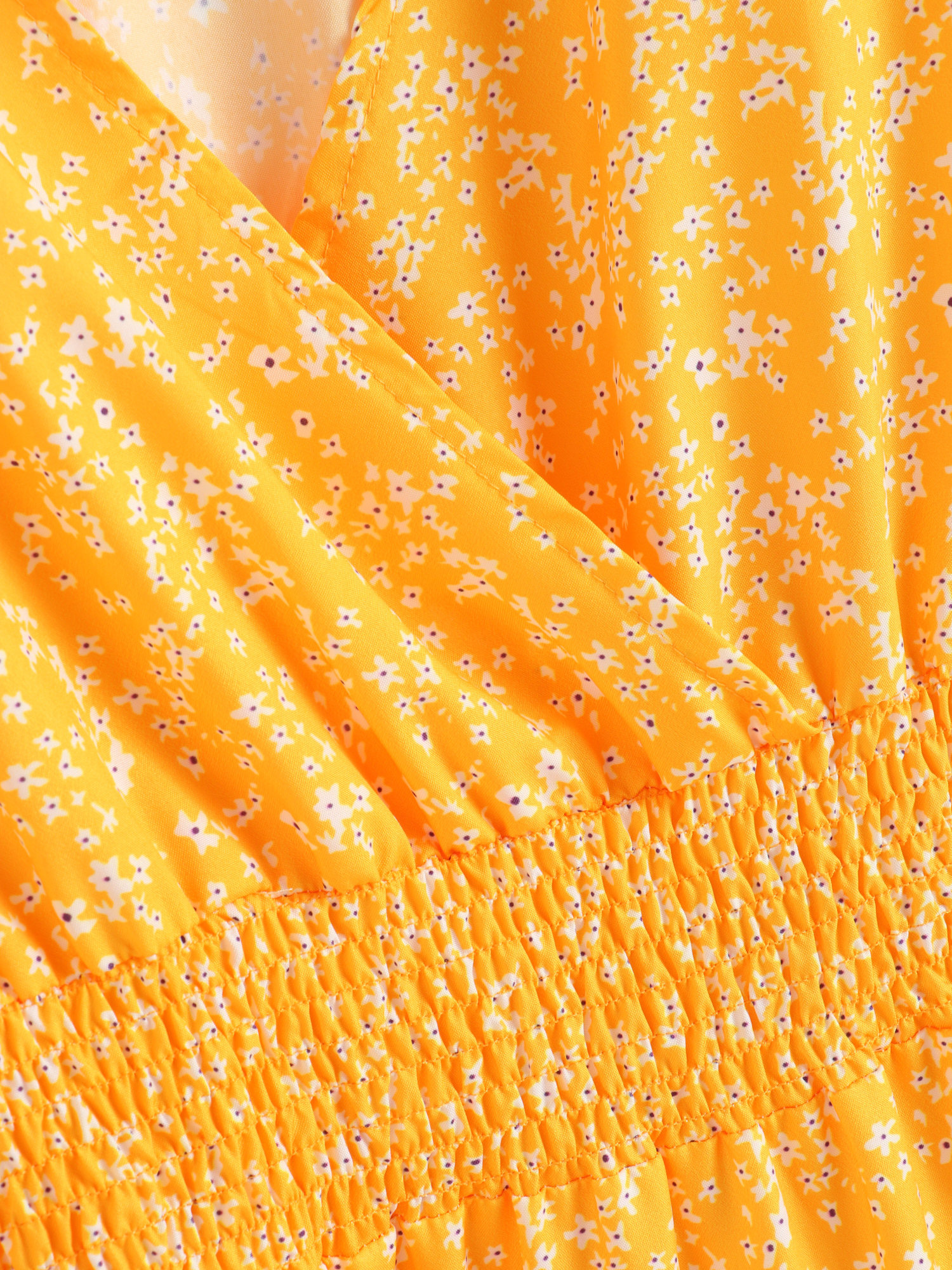 Deep-V Snatch-Waist Sexy Floral Dress