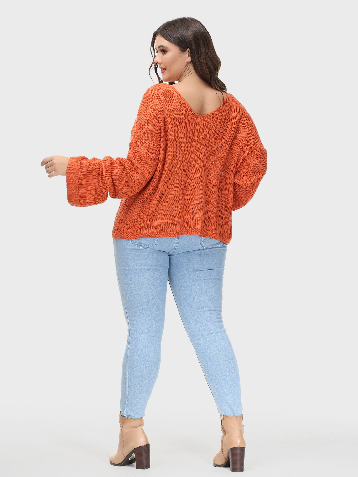 Solid Color Casual V-Neck Sweater