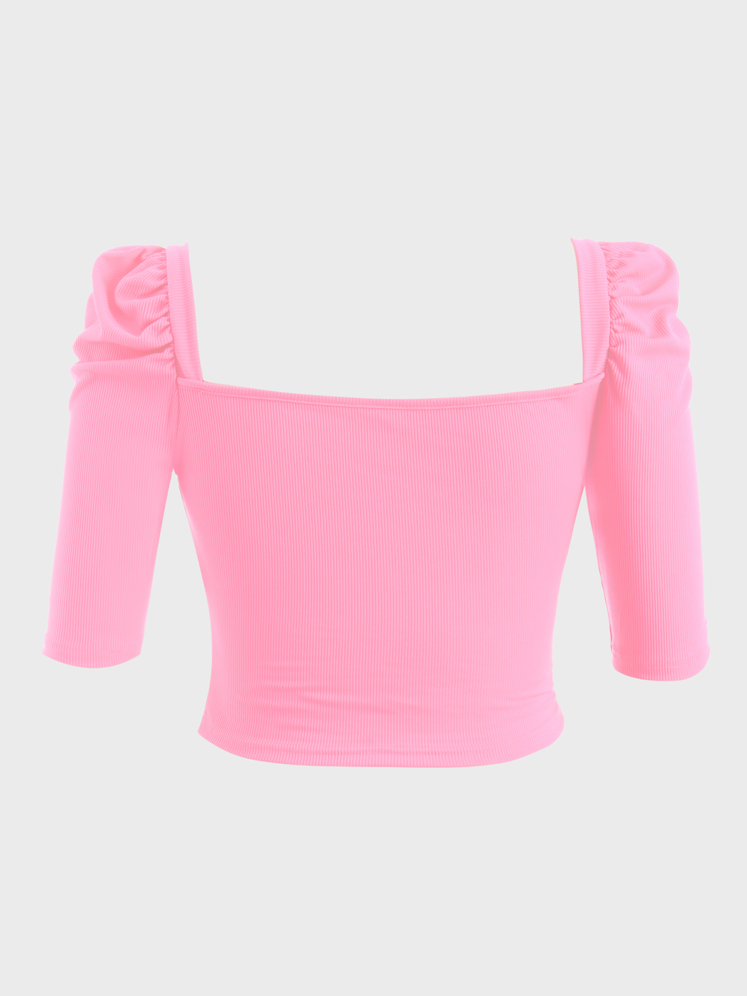  Cute Puff Square Neck Crop Top