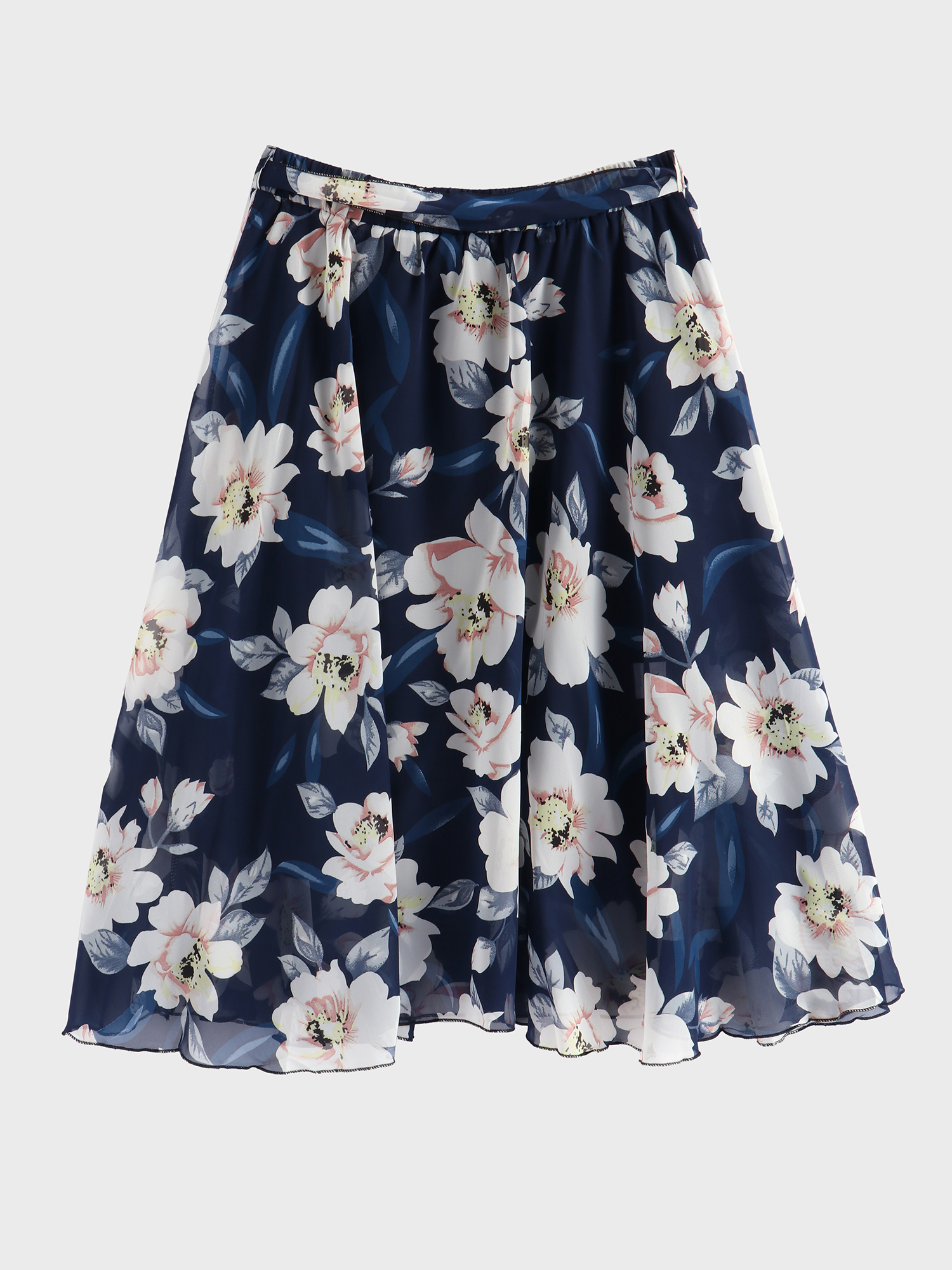 Floral Tie Ruffle Skirt