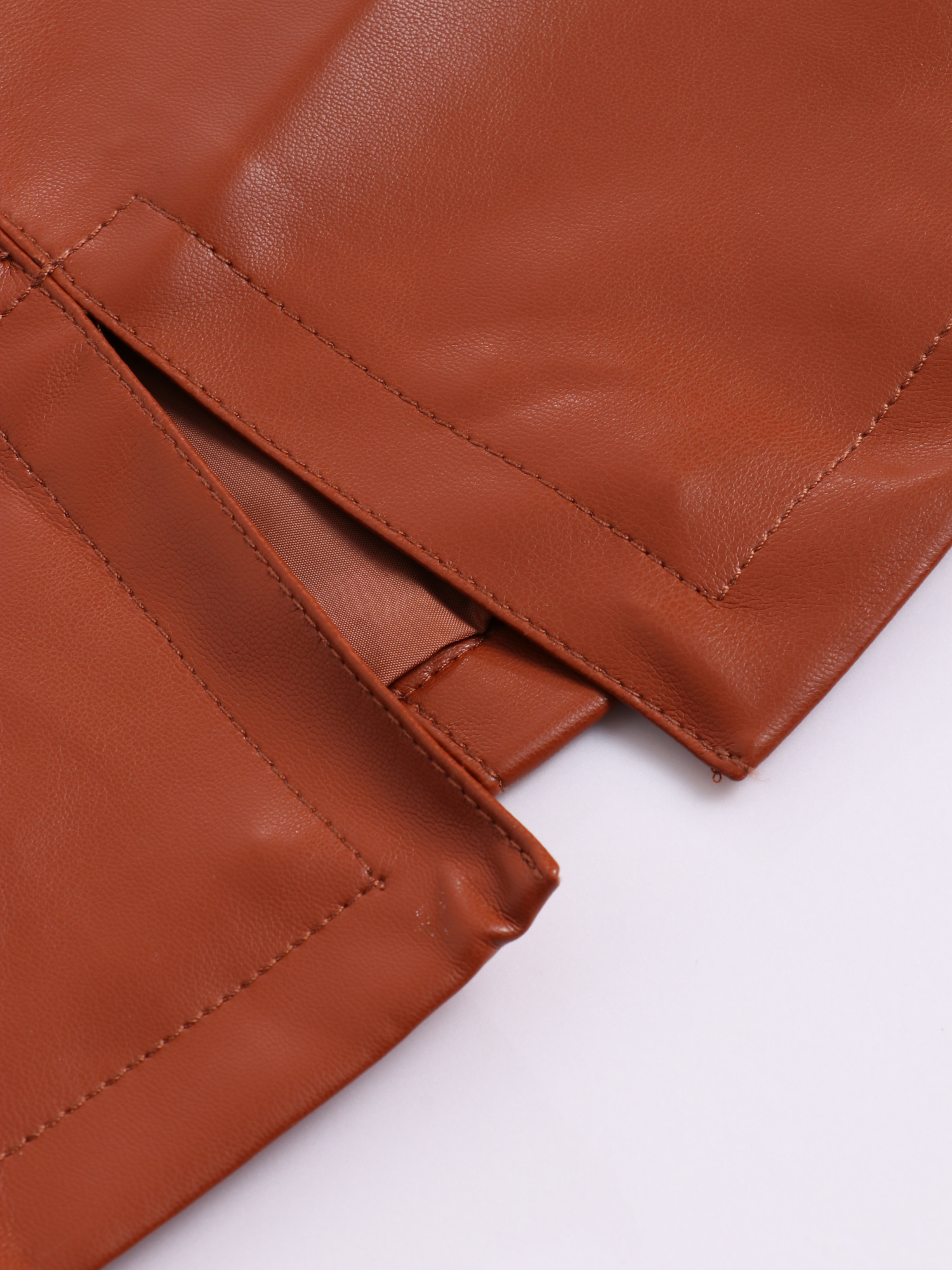 High-Waisted Leather Skirt with Split