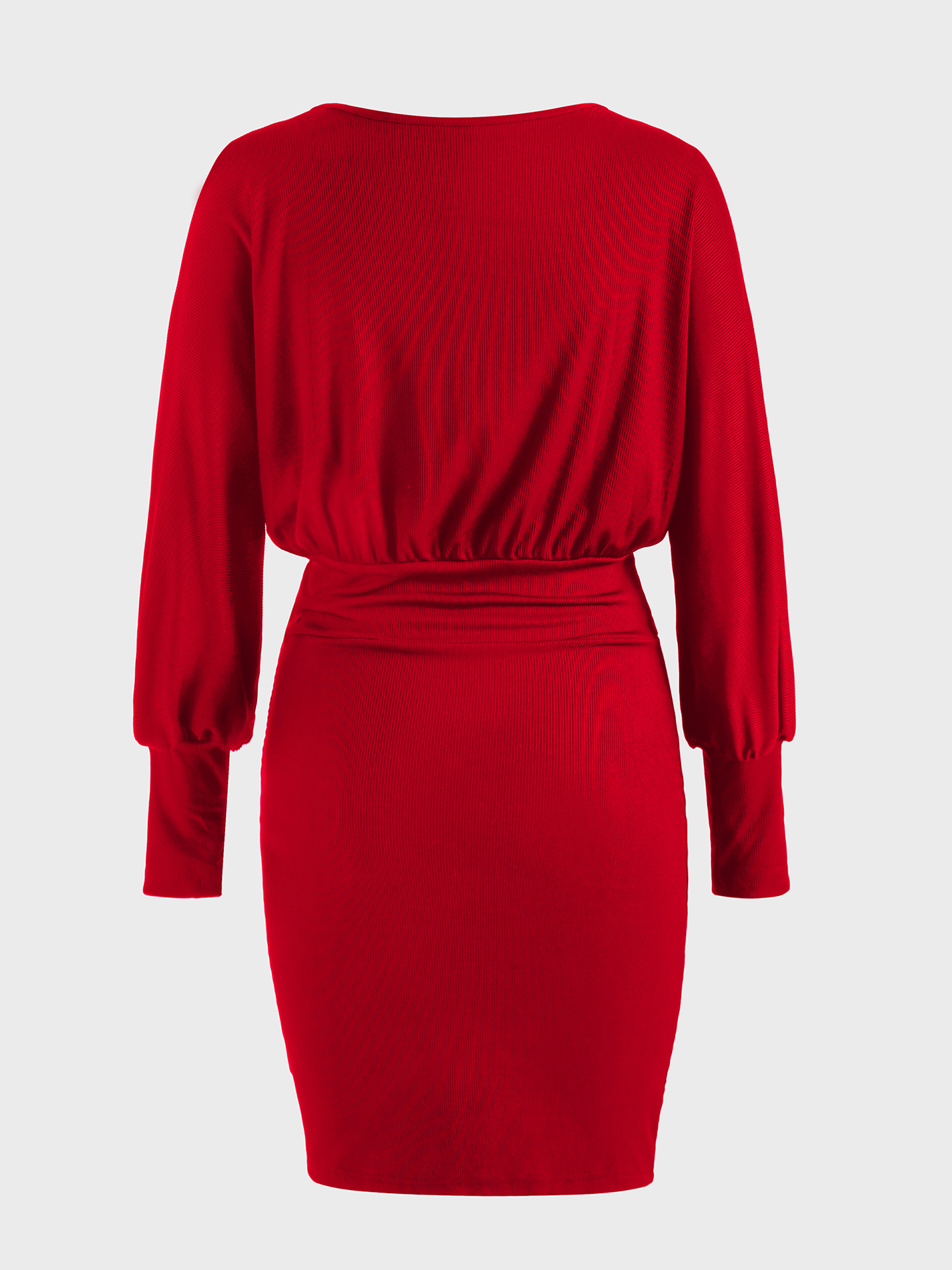 Slim Fit Ribbed Batwing Sleeve Dress