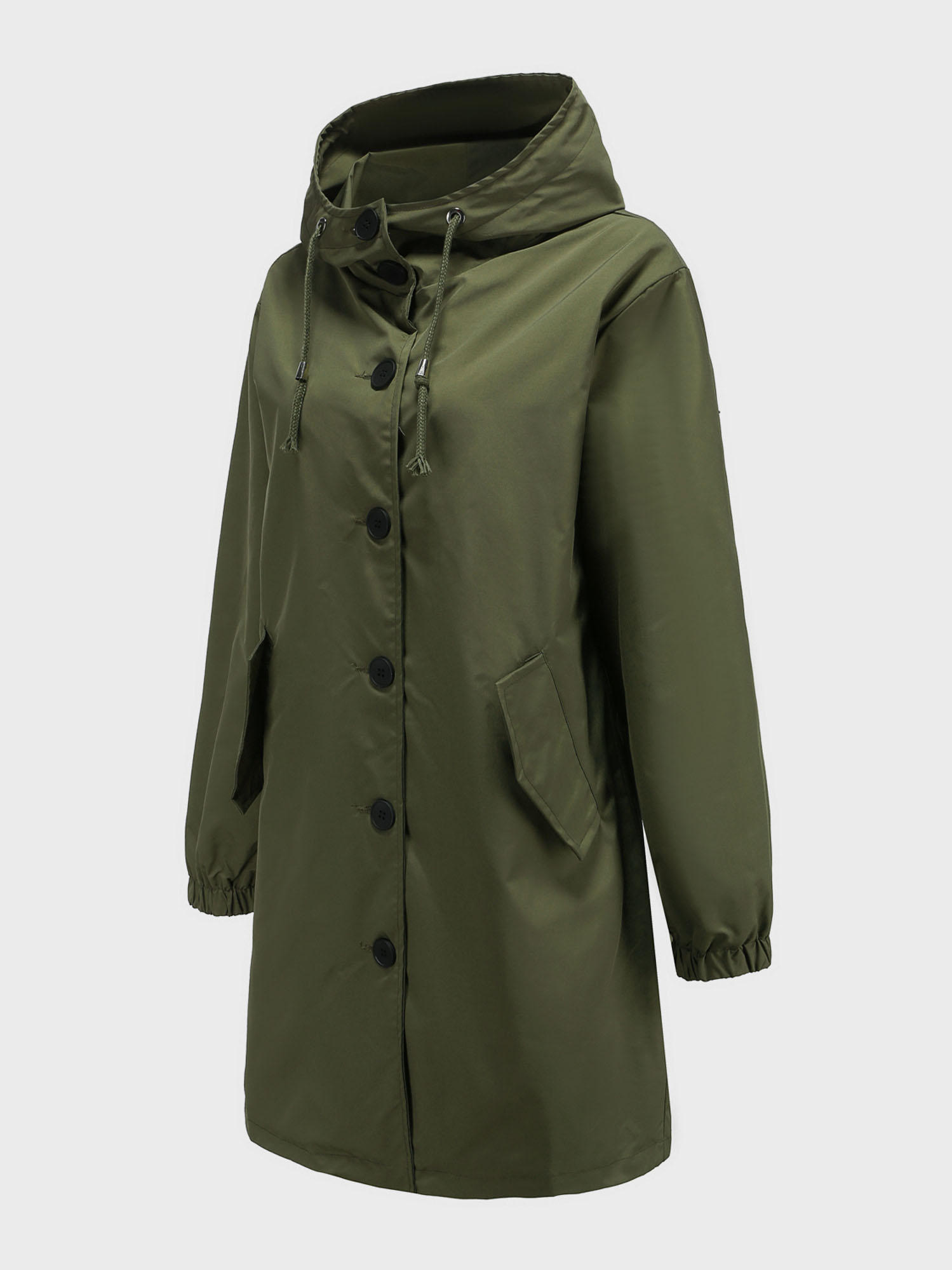 Casual Waterproof Long Hooded Windbreaker Midi Jacket