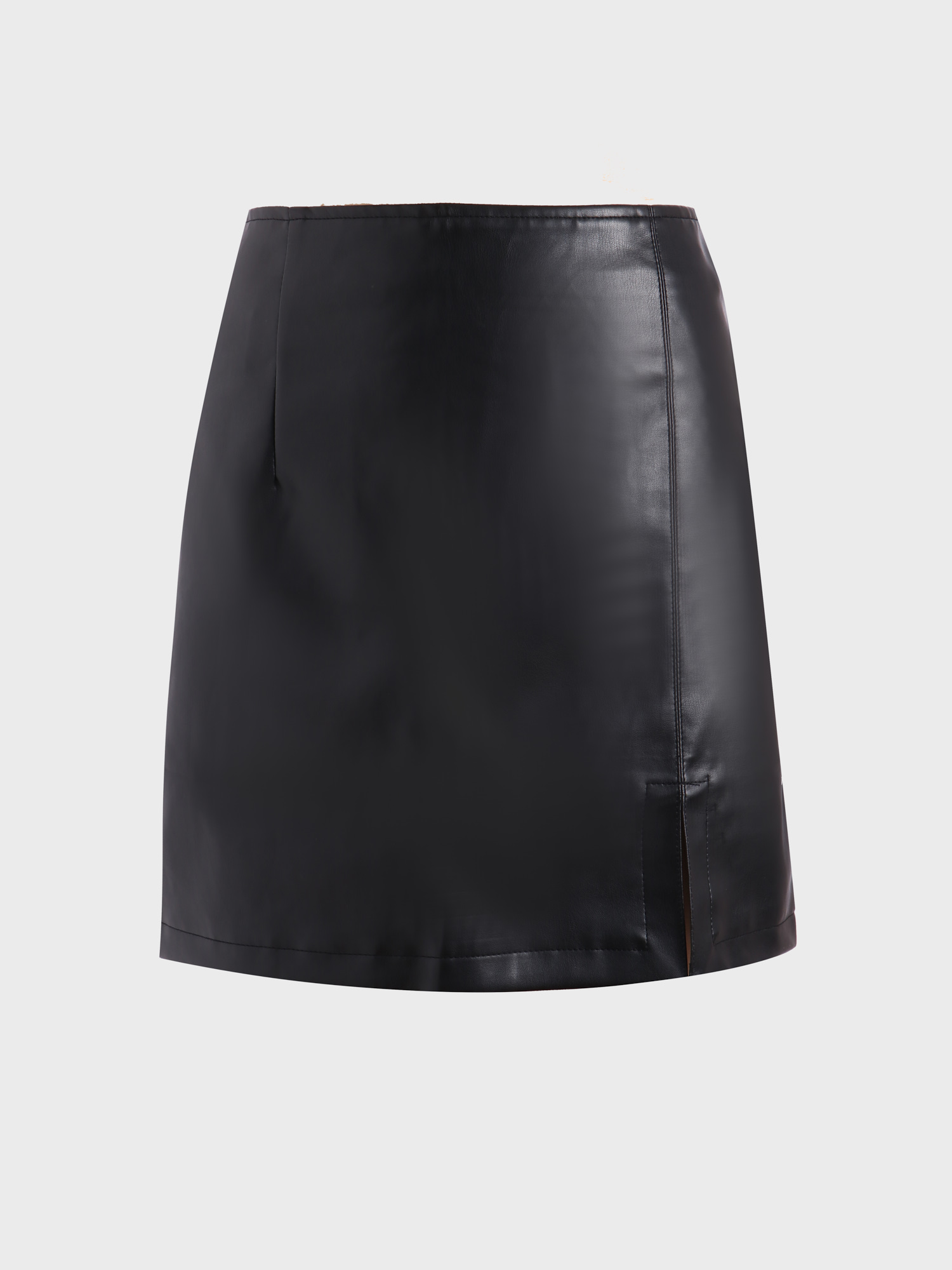High-Waisted Leather Skirt with Split