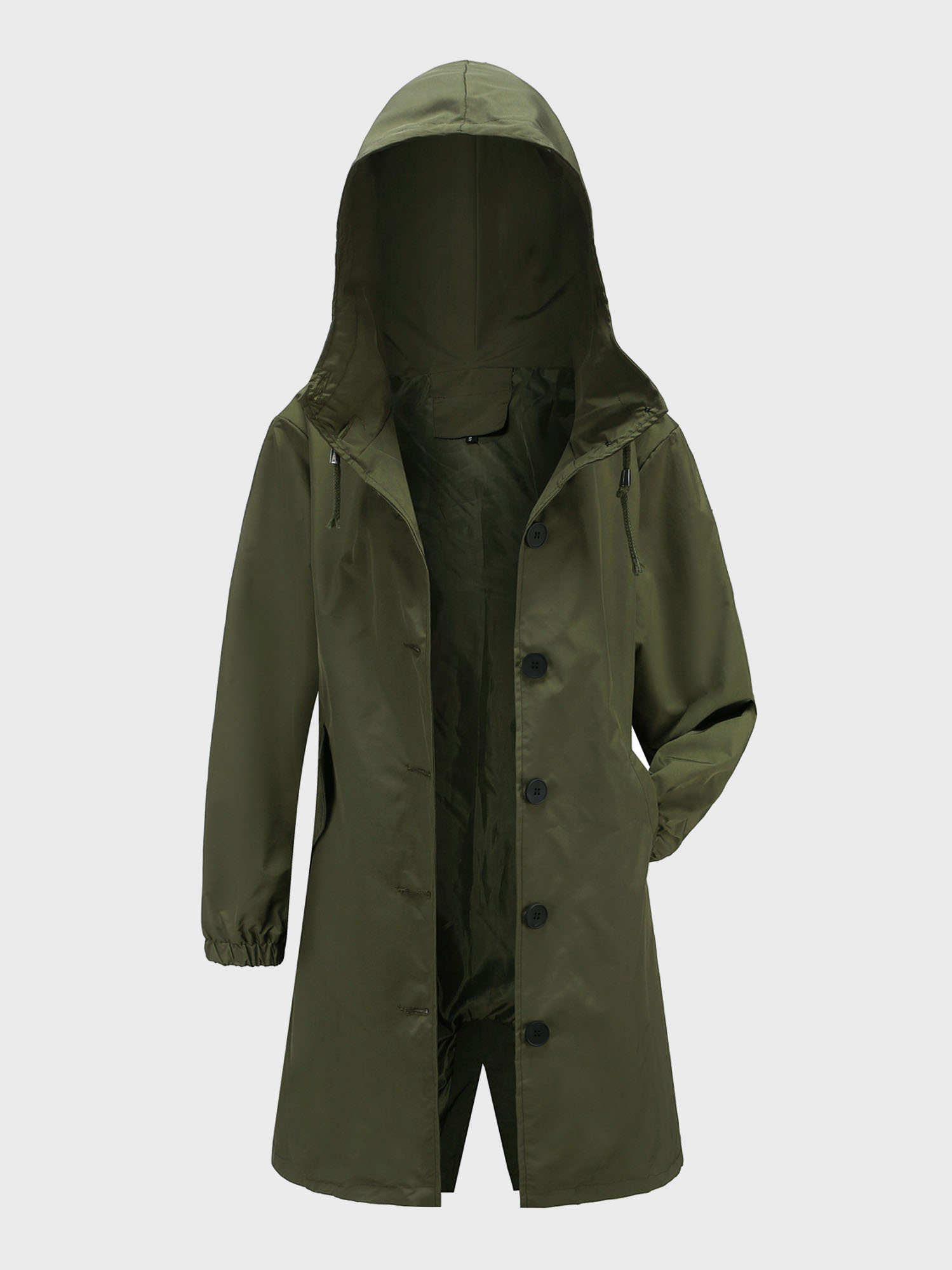 Casual Waterproof Long Hooded Windbreaker Midi Jacket