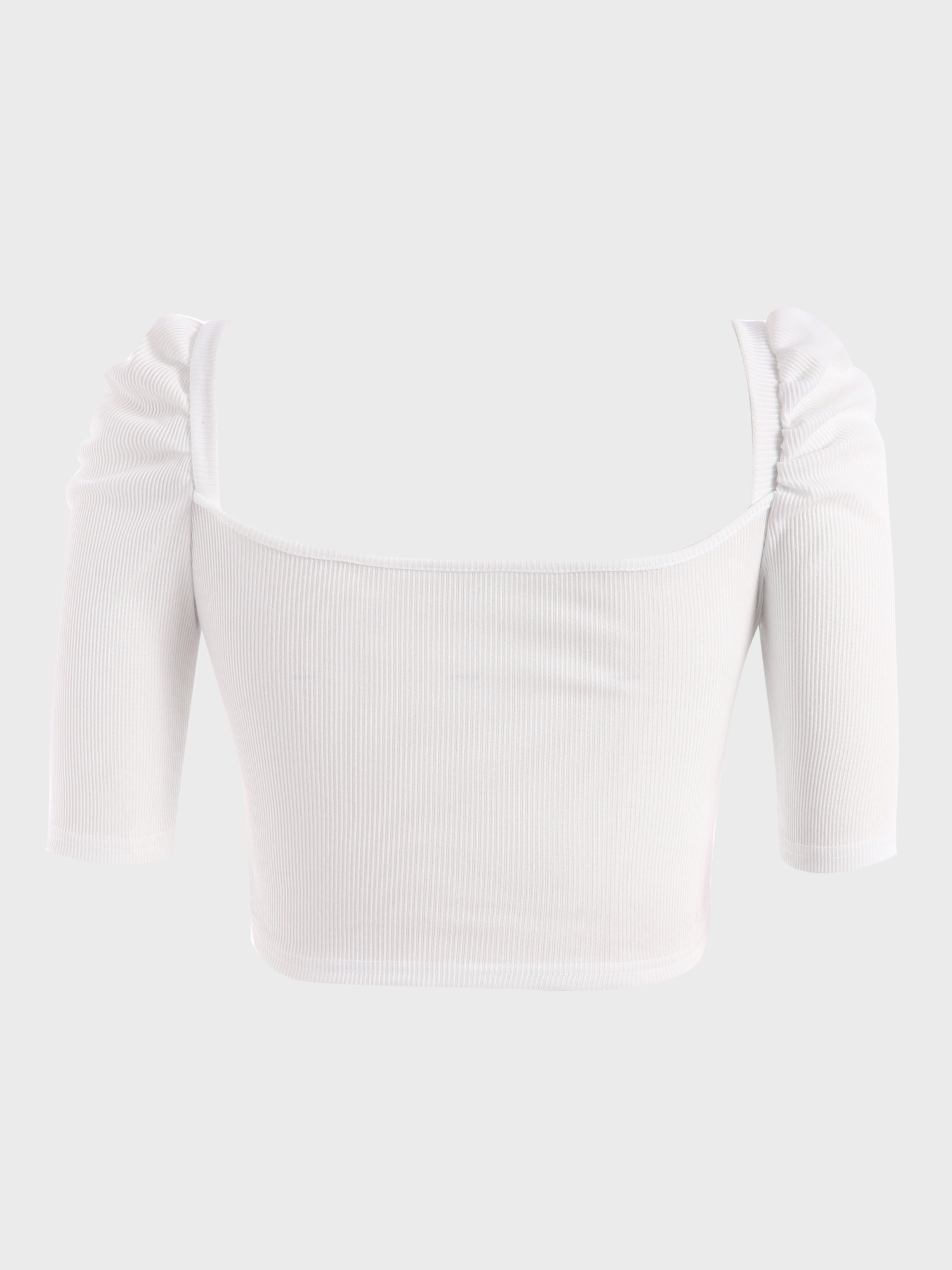  Cute Puff Square Neck Crop Top