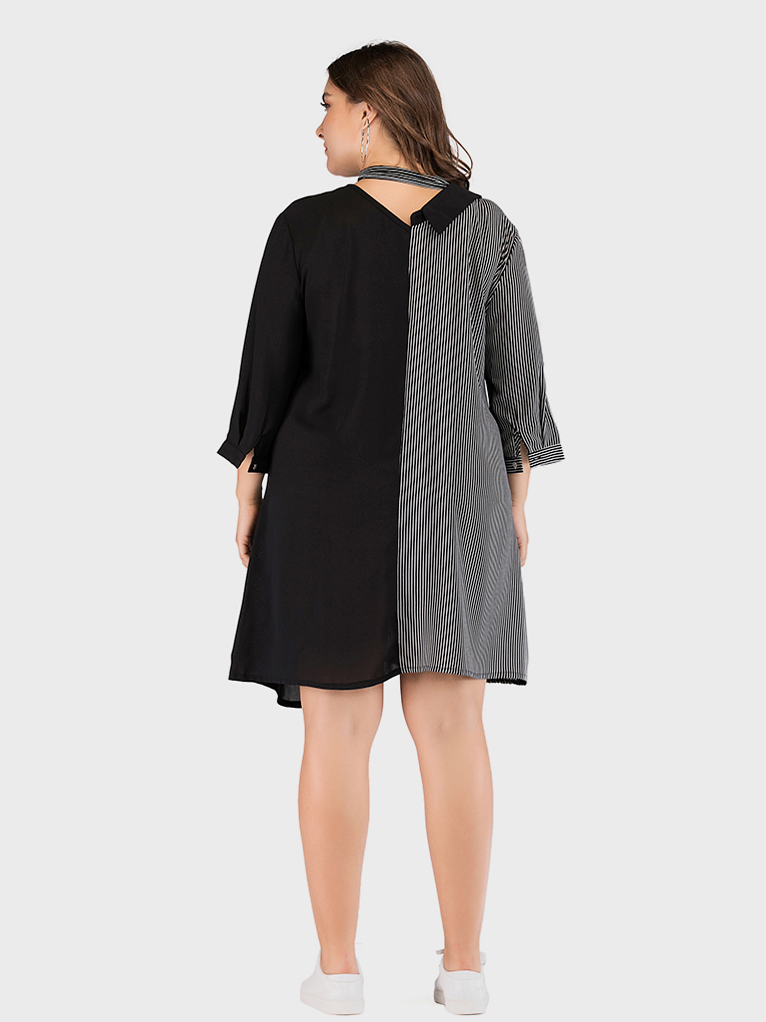 Irregular Middle-Length Sleeves Dress with Lace-Up