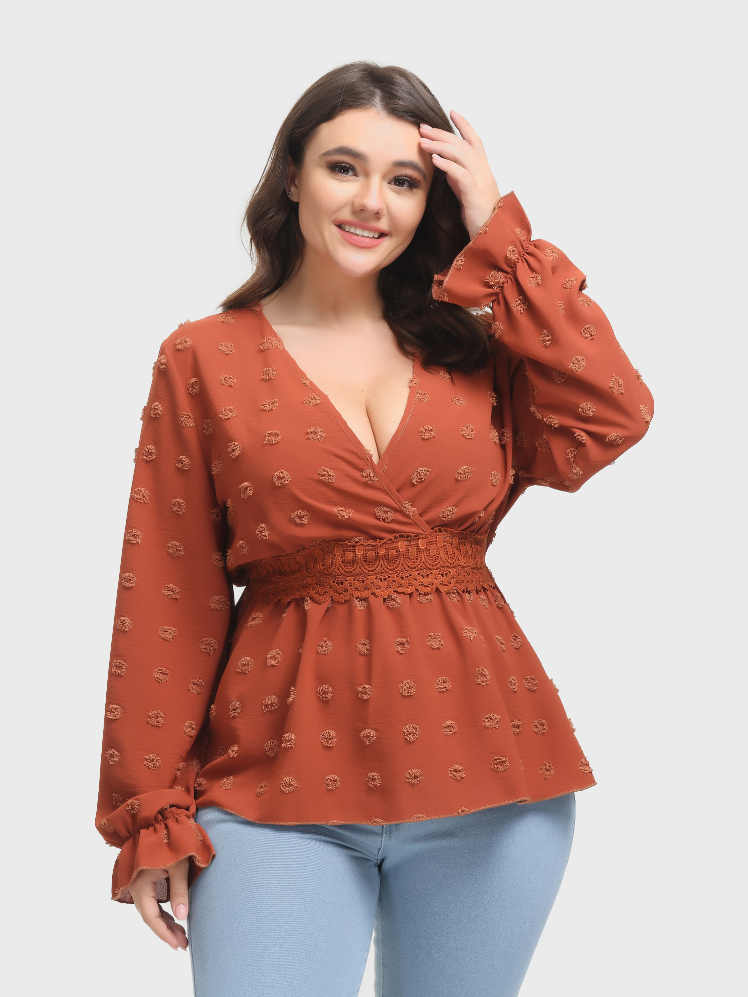 Boho V-Neck Flared Long Sleeve Blouse