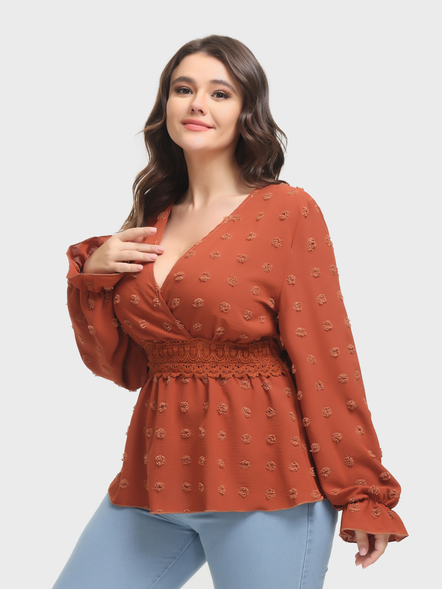 Boho V-Neck Flared Long Sleeve Blouse