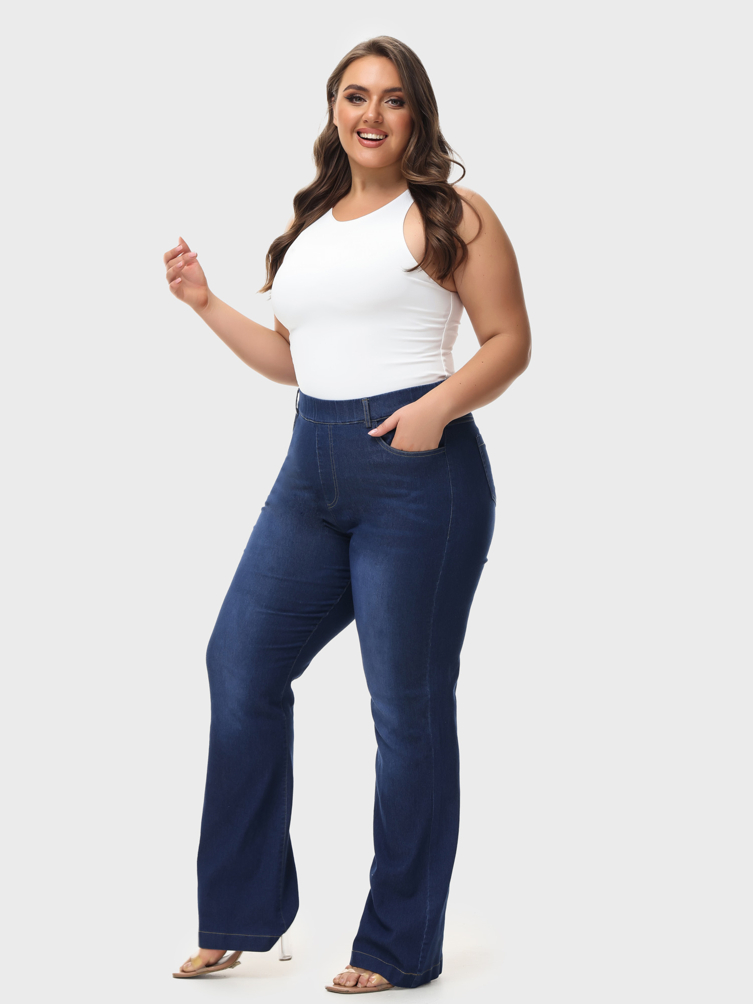 Versatile Elastic Waistband Jeans