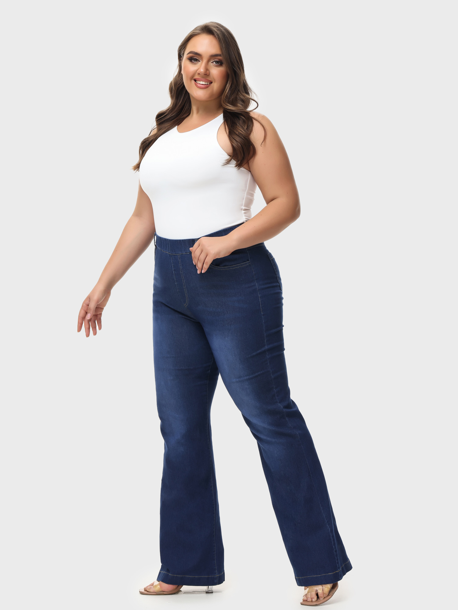Versatile Elastic Waistband Jeans