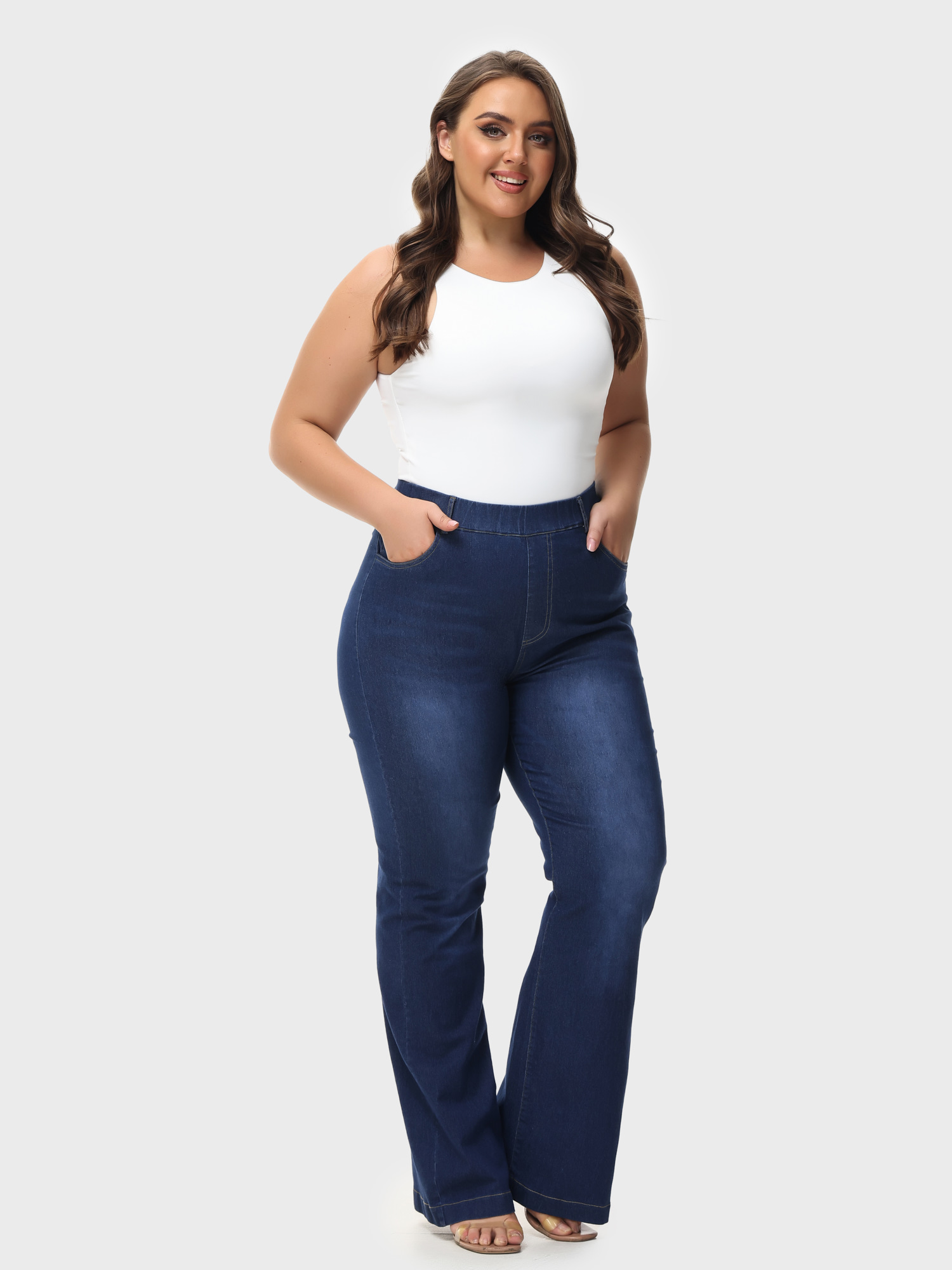 Versatile Elastic Waistband Jeans