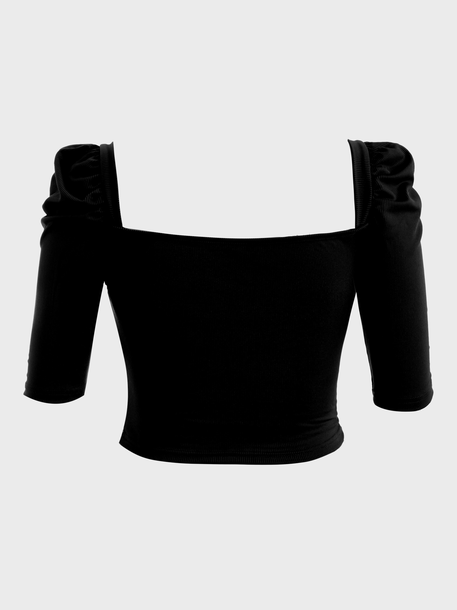 Cute Puff Square Neck Crop Top