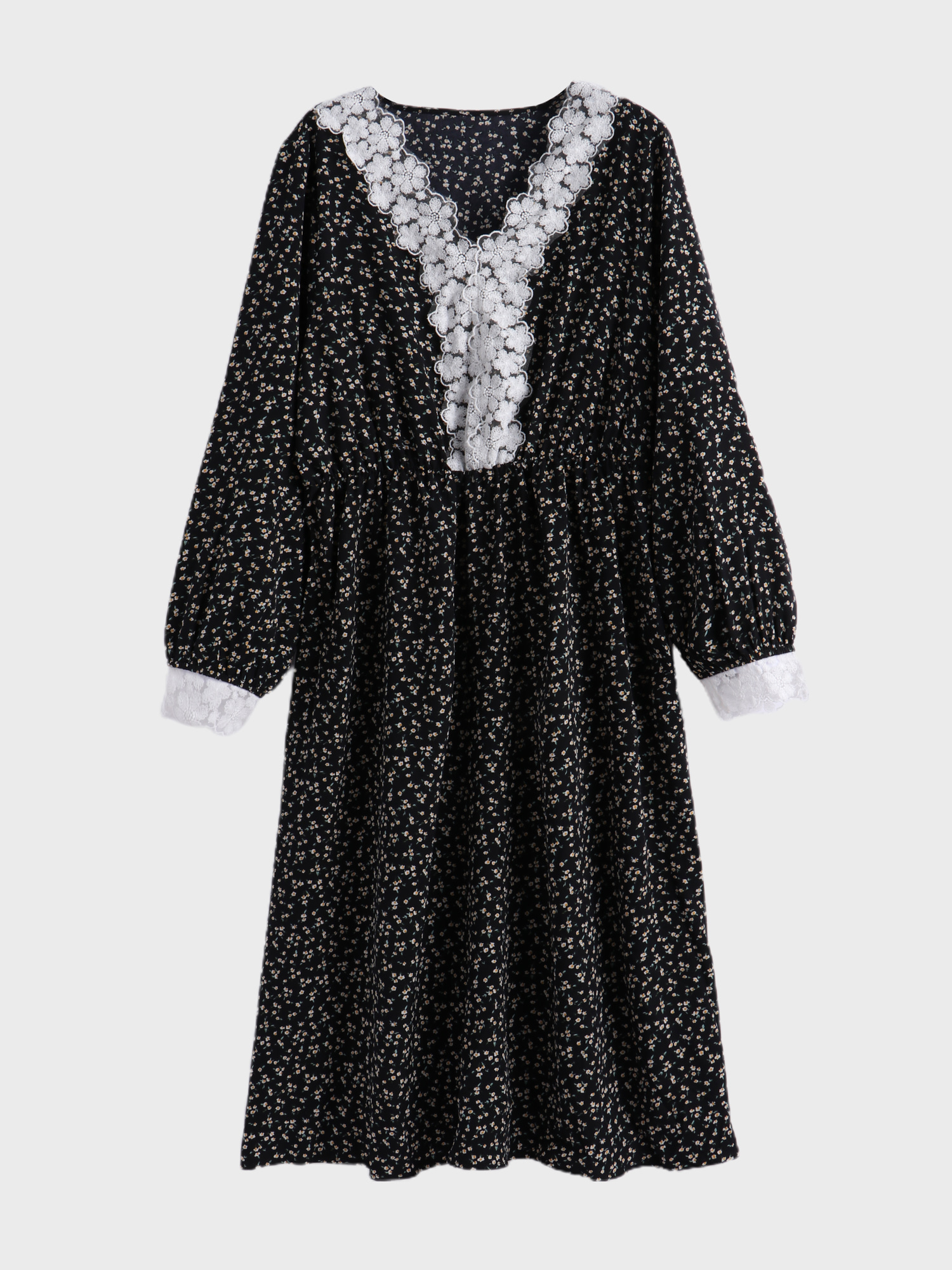 Lacey and Ditsy Flower Midi Dress