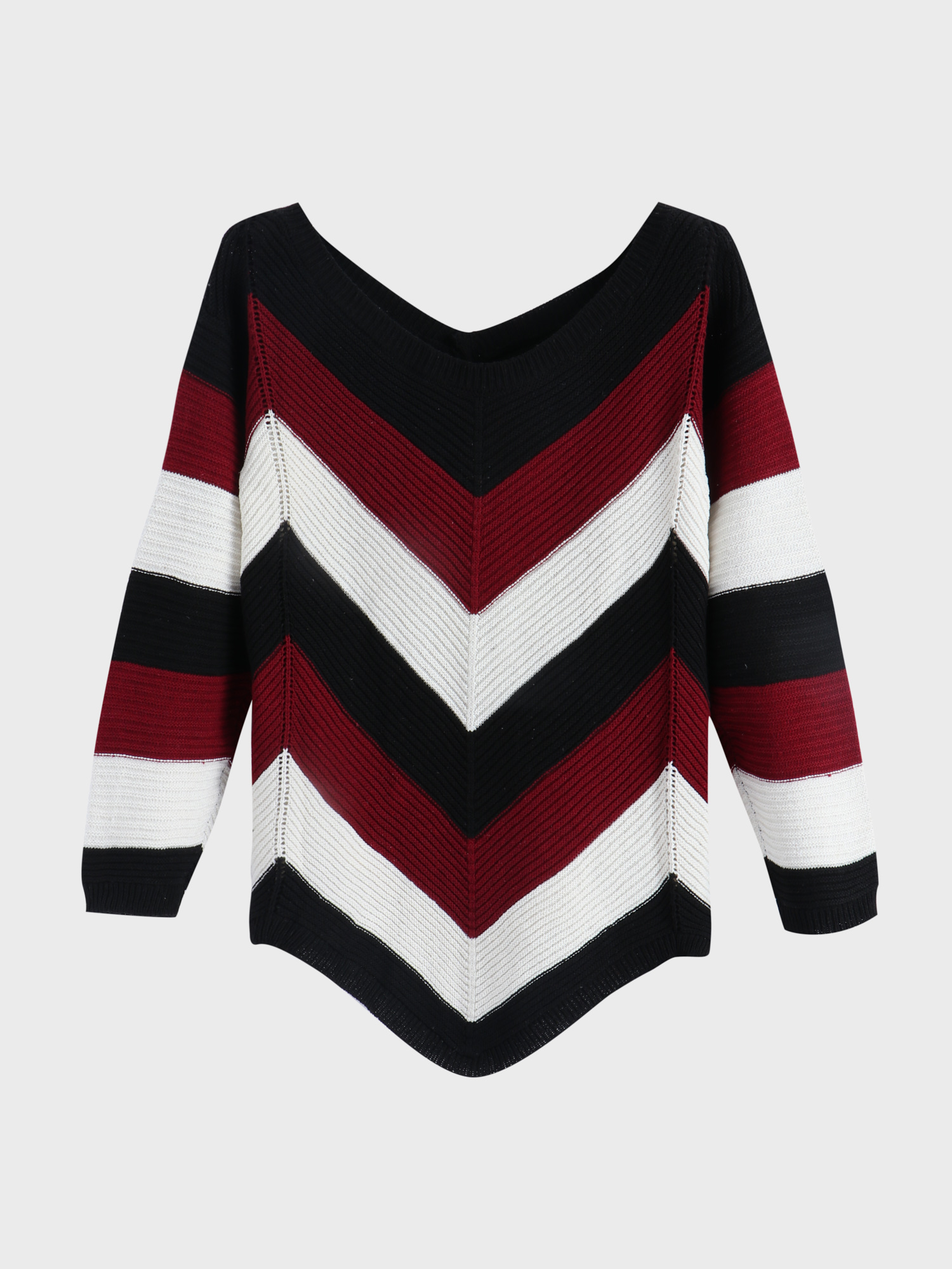 Roundneck Loose Colorblock Knit Sweater