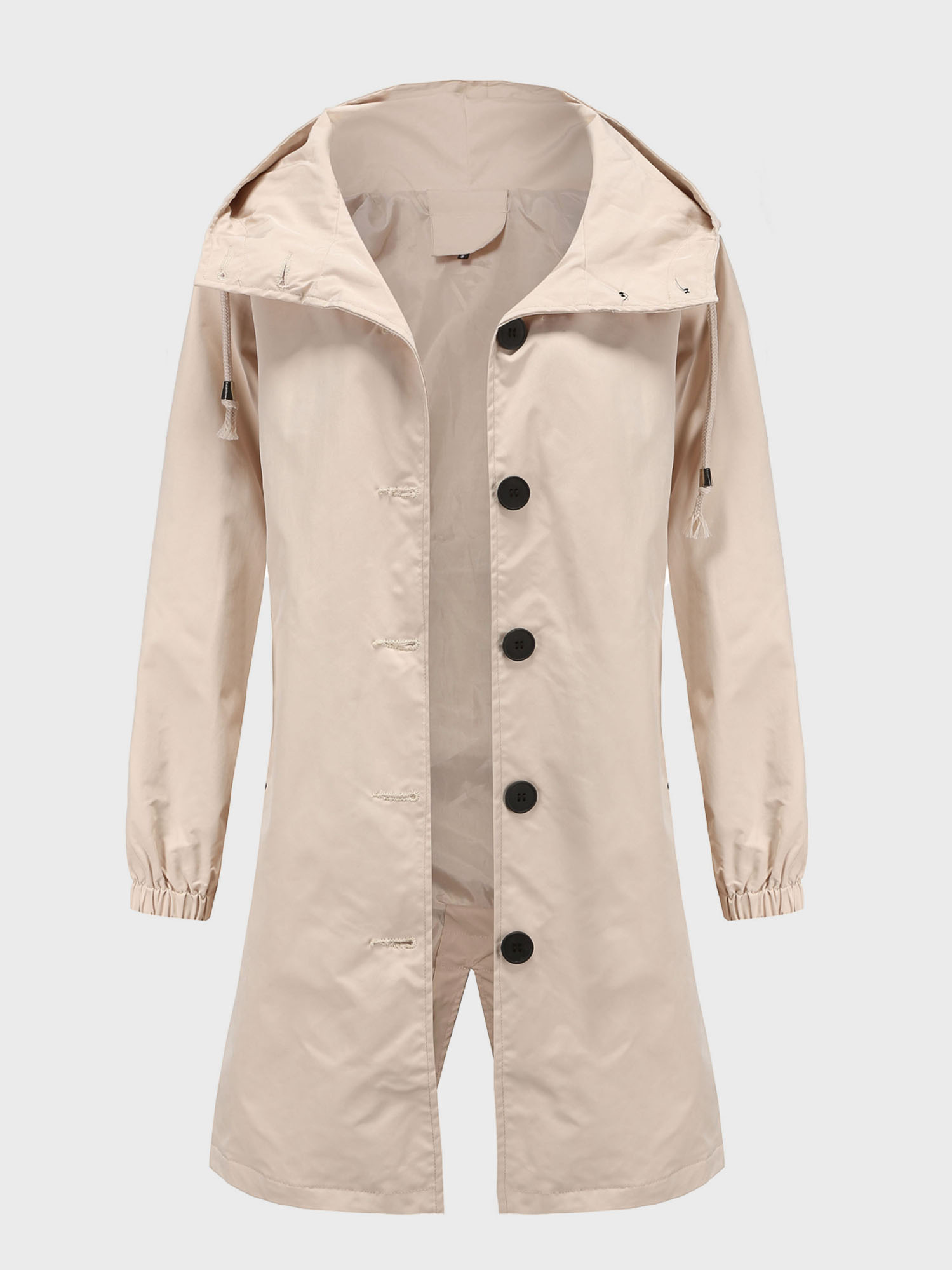 Casual Waterproof Long Hooded Windbreaker Midi Jacket