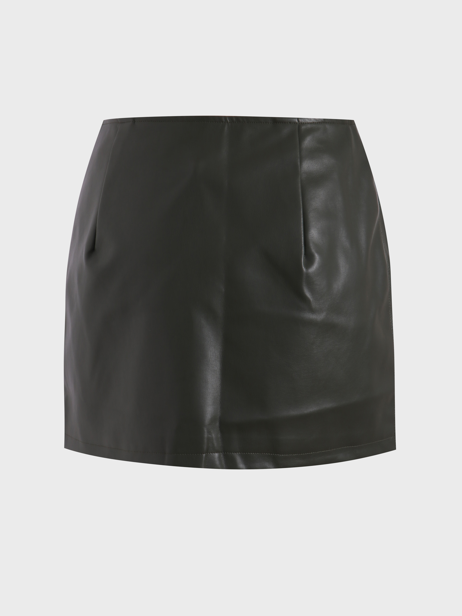 Fringe Stretch Leather Skirt with Side Split