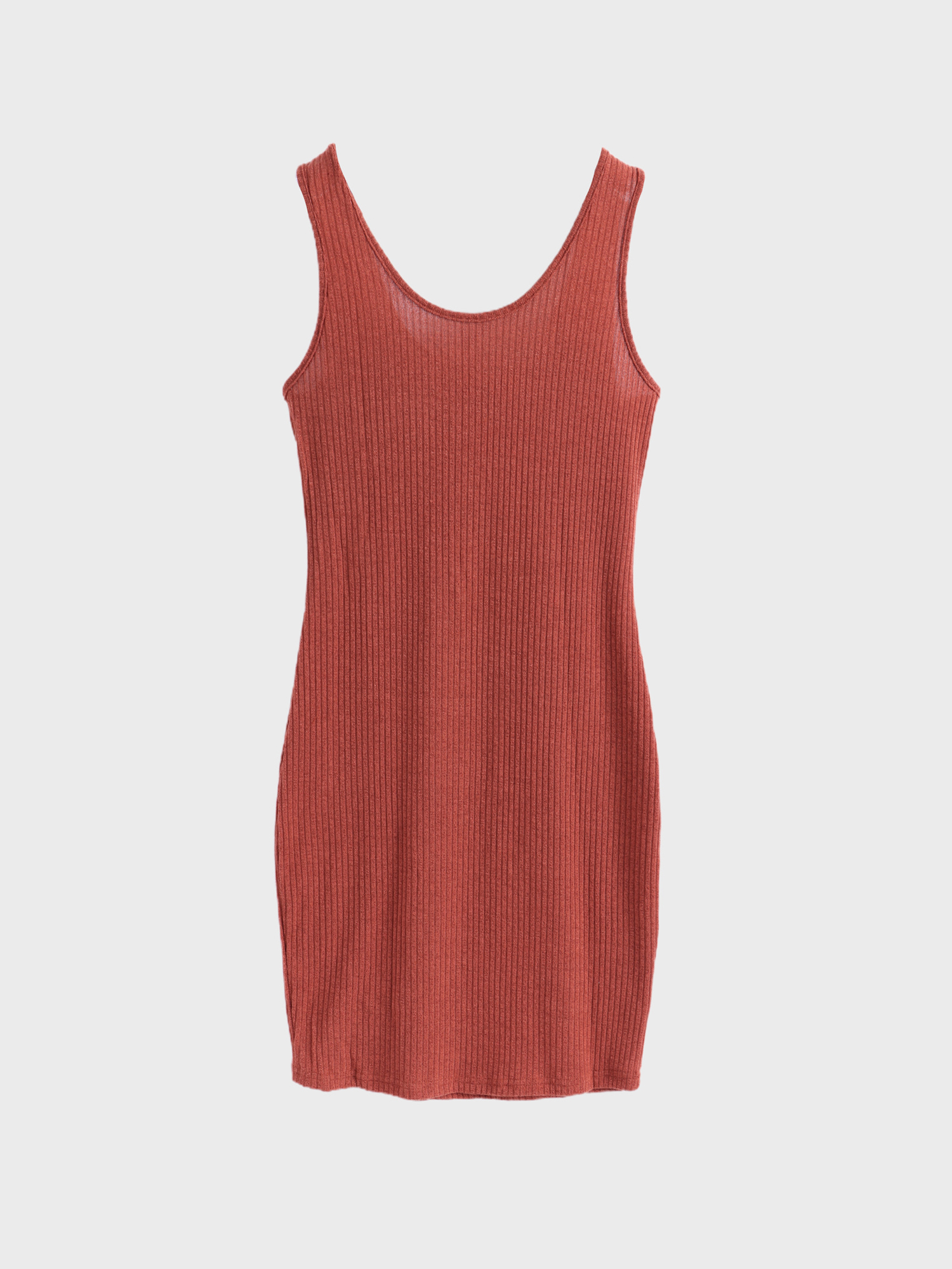 Square Neck Ribbed Casual Dress