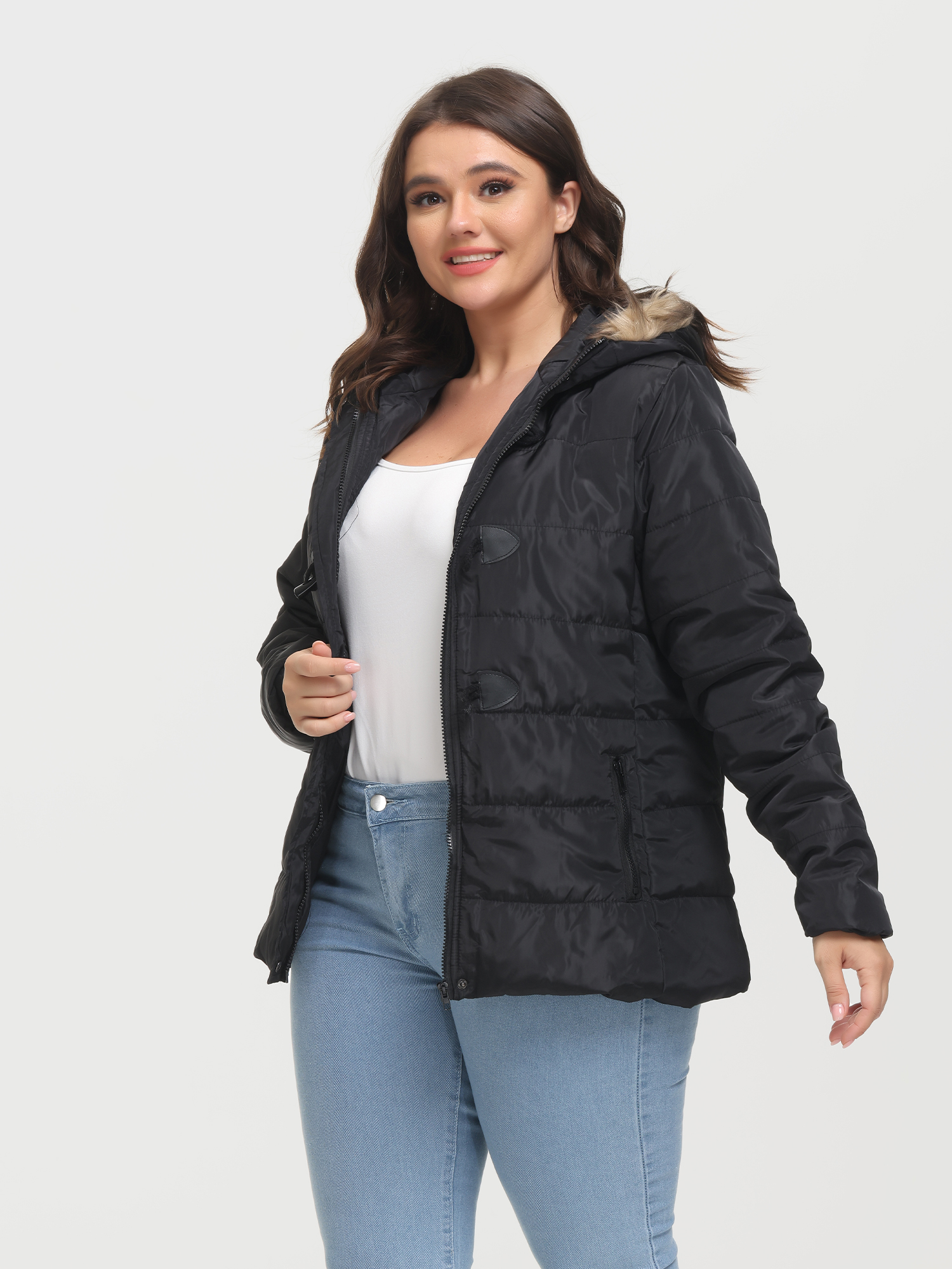 Horn Button Down Jacket Hooded with Pockets