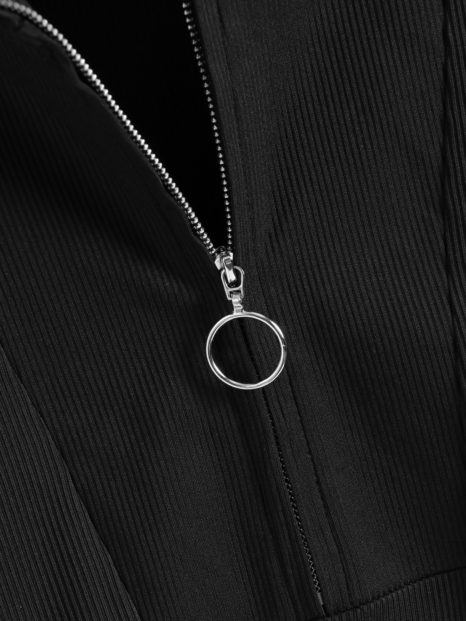 Ribbed Half-Zip Top with Side Split