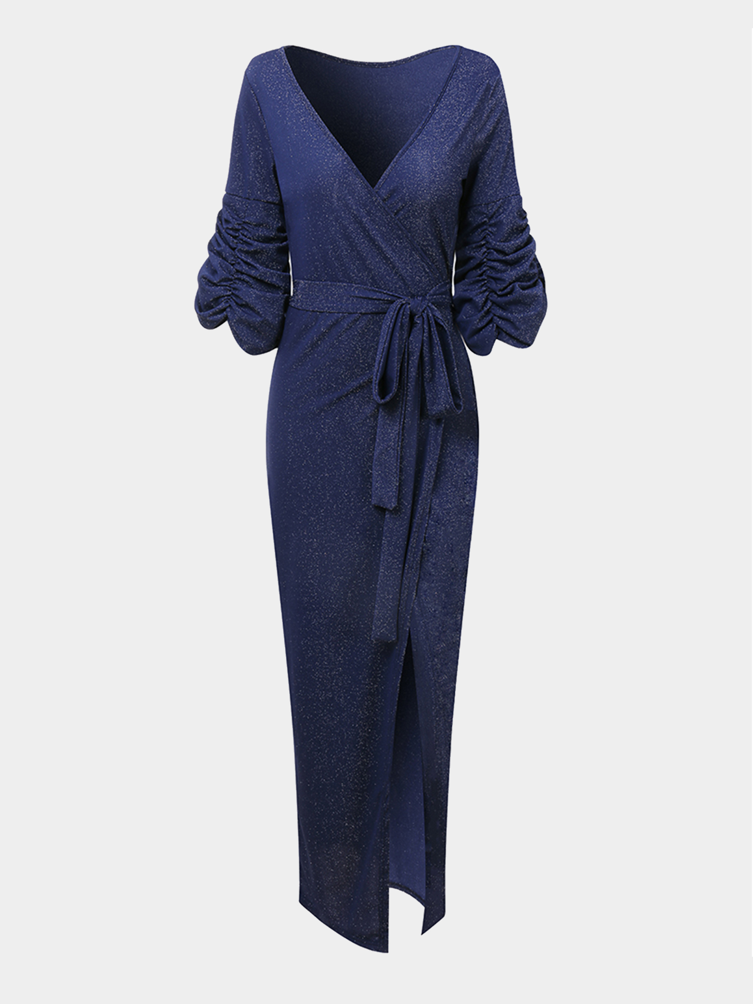 Midsize Shiny Plunge-V Maxi Dress