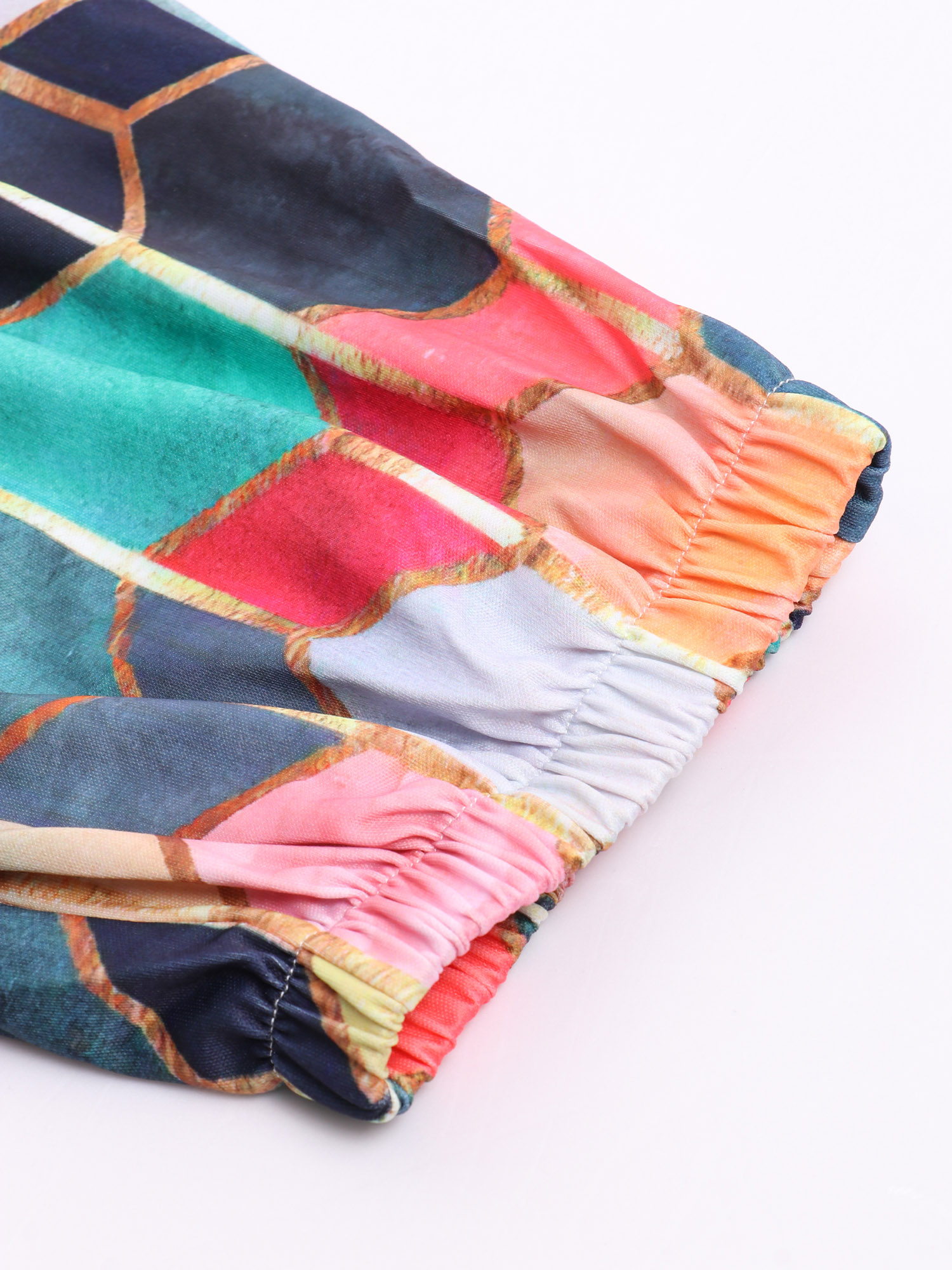 Vintage Geometric Print High-Waisted Pants