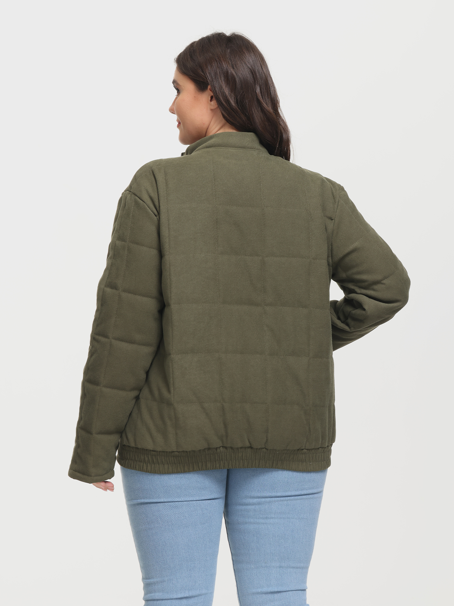 Zip-Up Long Sleeve Quilt Jacket with Pockets