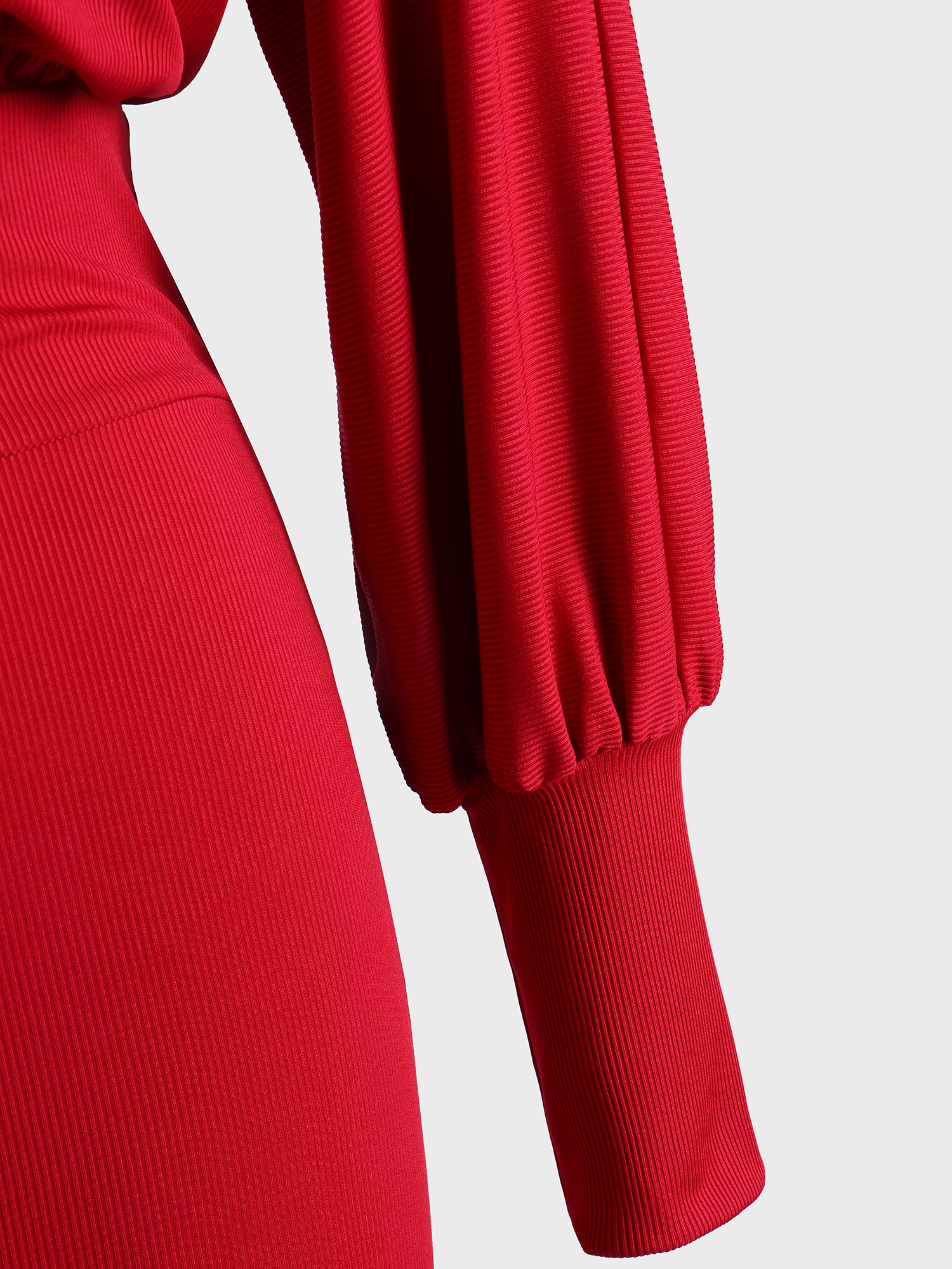 Slim Fit Ribbed Batwing Sleeve Dress