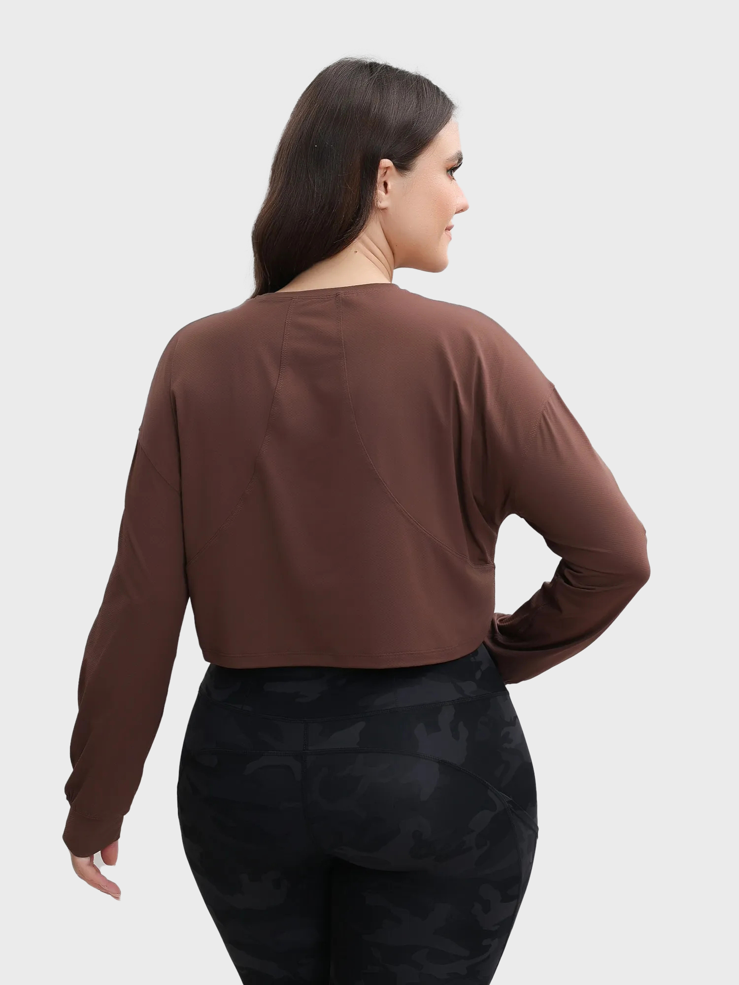 Jacquard Outdoor Sports Long-Sleeve Crop Top