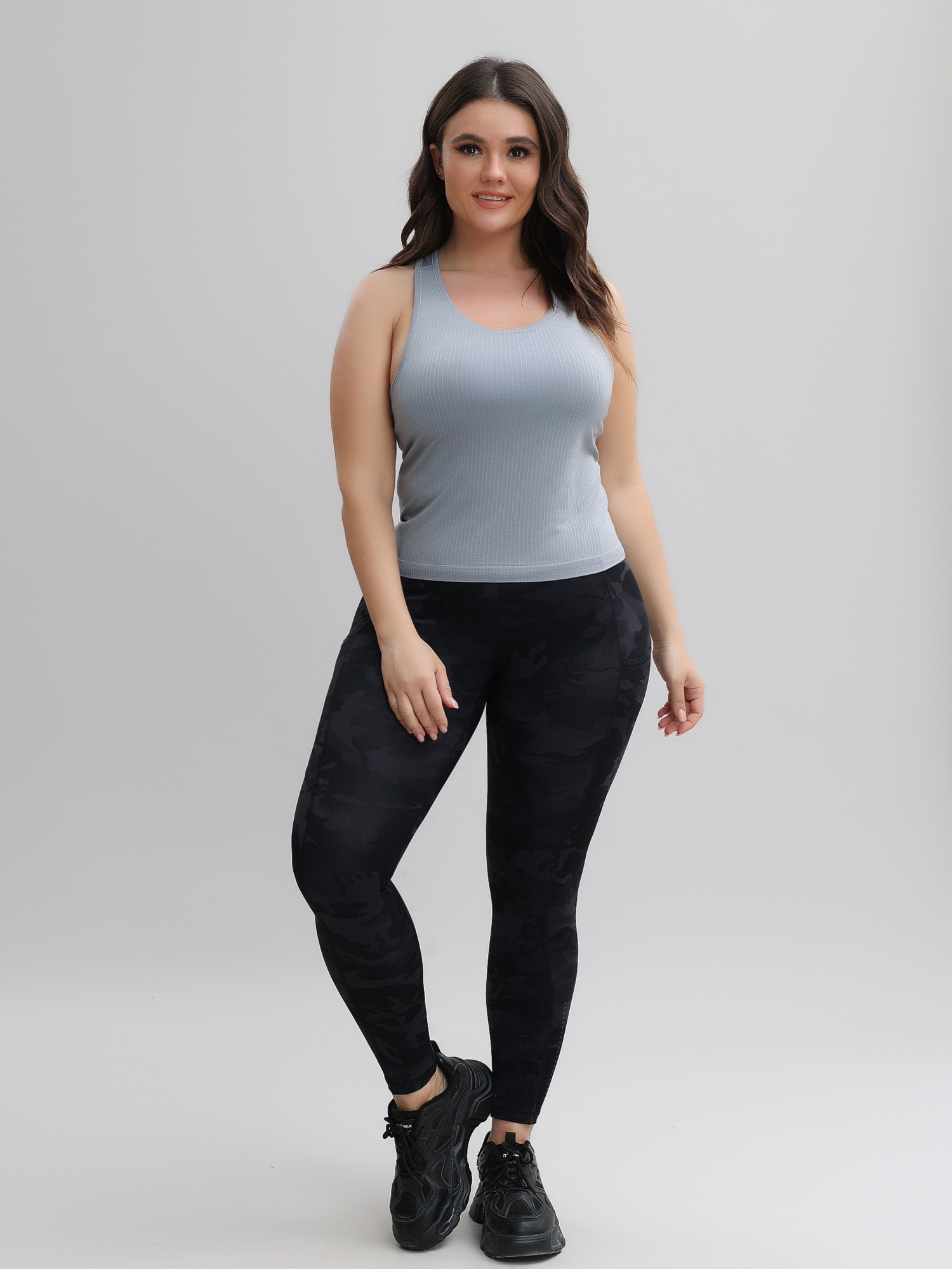 Stretchy High Waist Double Fleece Soft Sports Yoga Leggings with Pockets