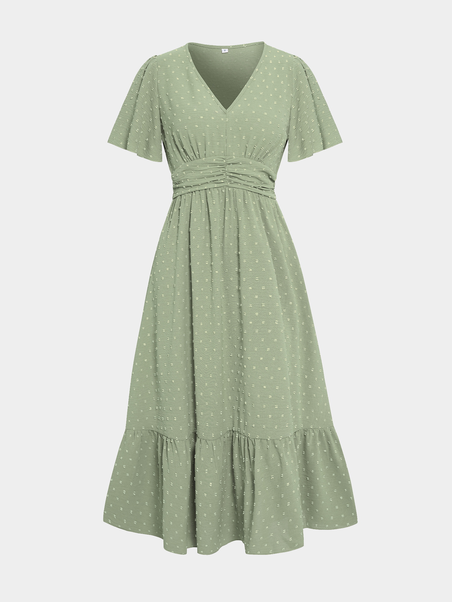 Midsize Lady Favor Ruffle Sleeves Dress