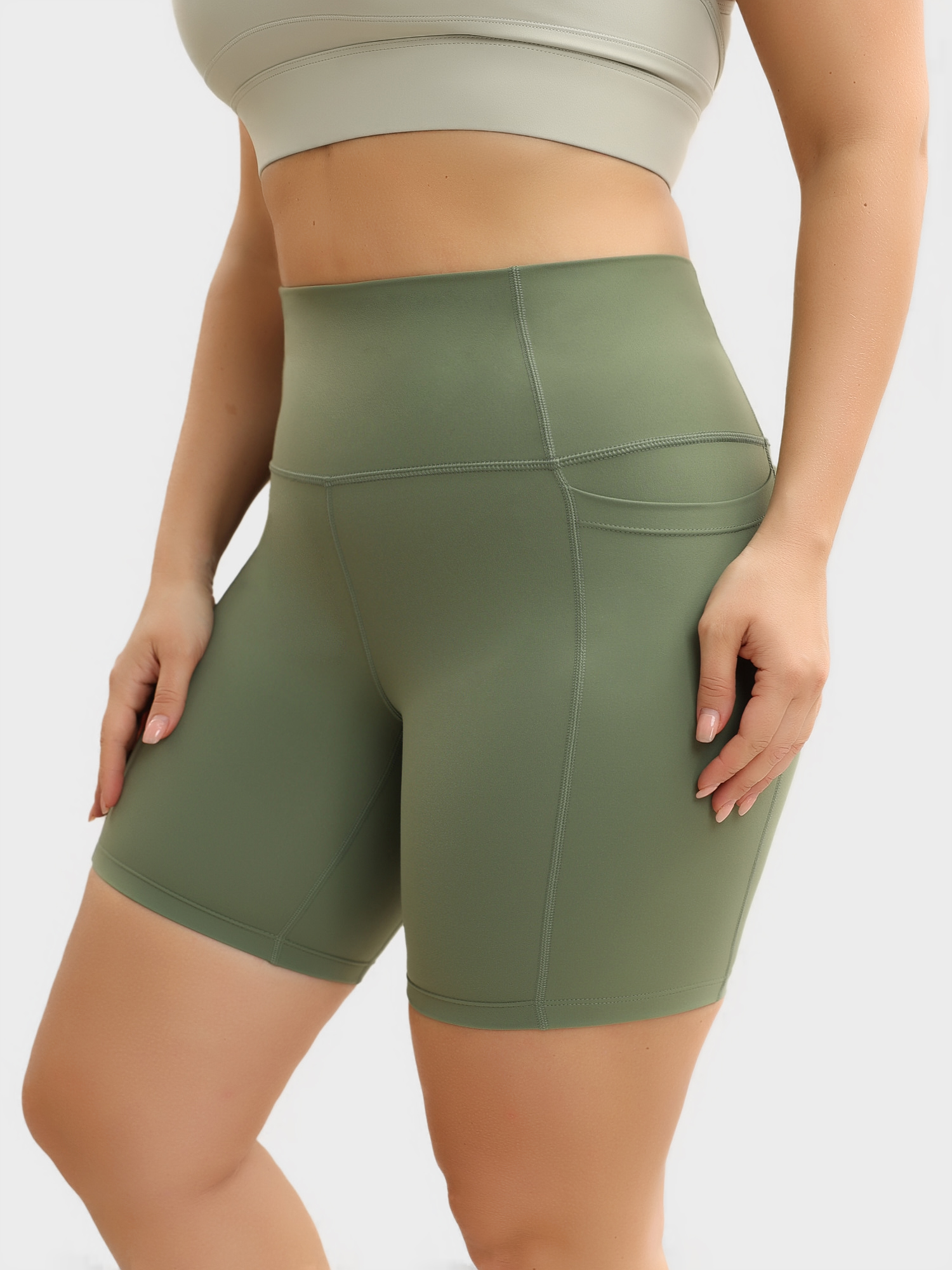 High-Waisted Hip-Lift Tight Yoga Shorts with Pockets