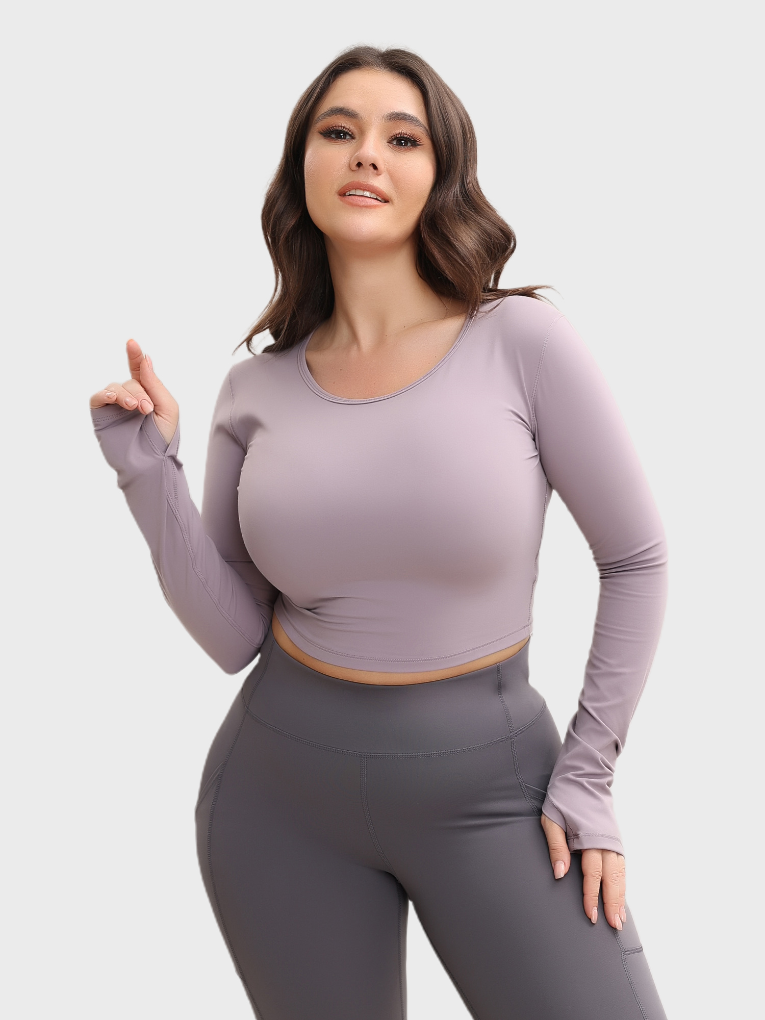 Slim Fit Nude Long Sleeve Yoga Crop Top