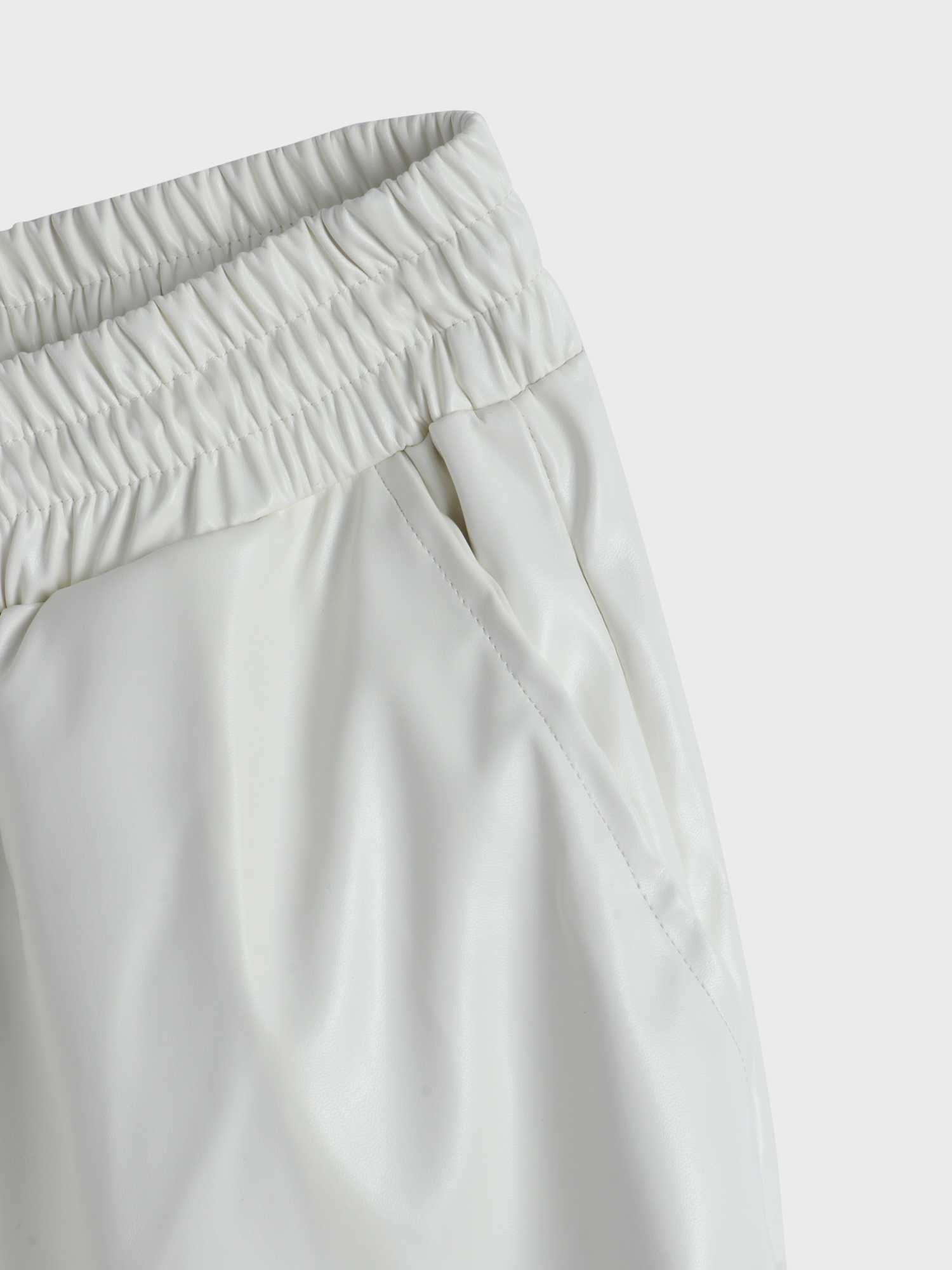 Elastic-Waisted Harem Leather Jogger Pants