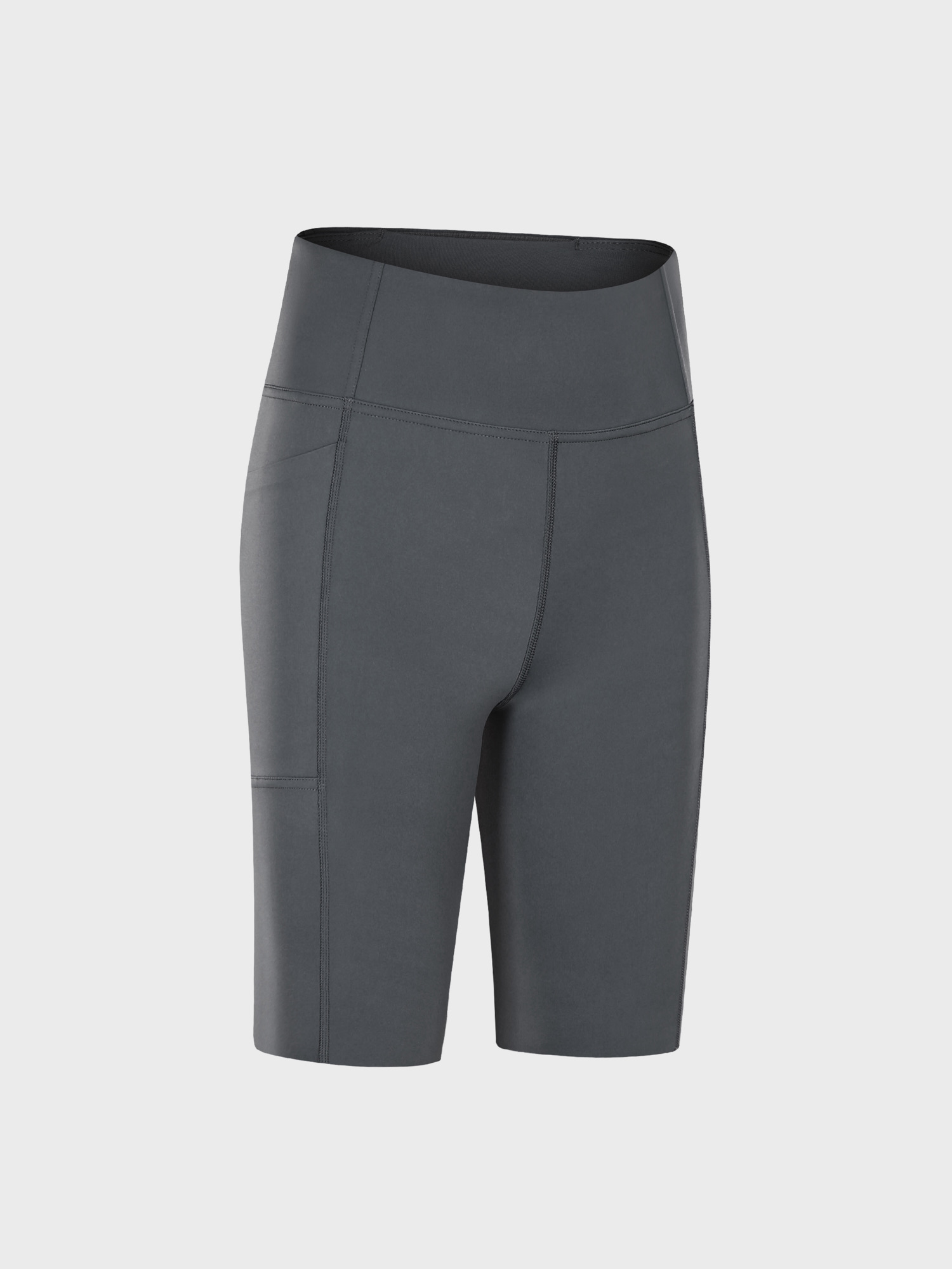 High-Waisted Nude Sports Shorts with Pockets