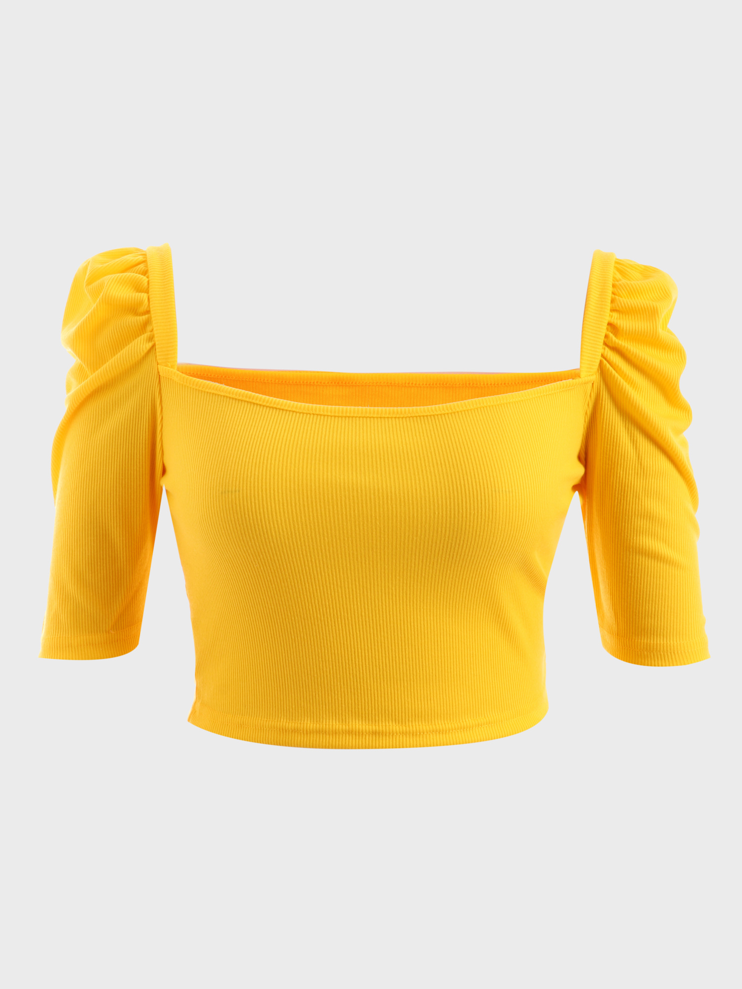  Cute Puff Square Neck Crop Top